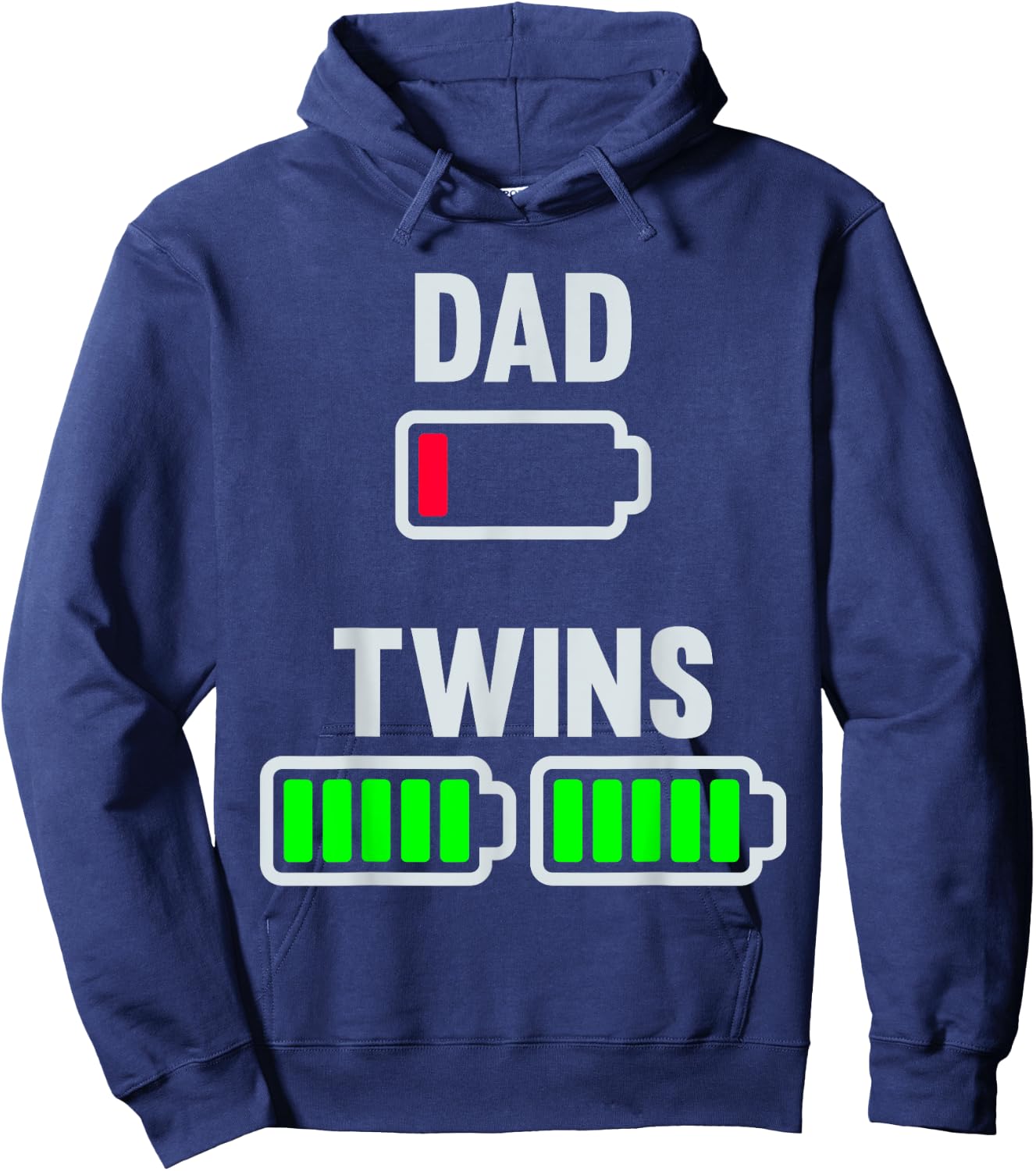 Tired Dad Low Battery Twins Full Charge Funny Daddy Gifts Hoodie - Hoodie | Navy
