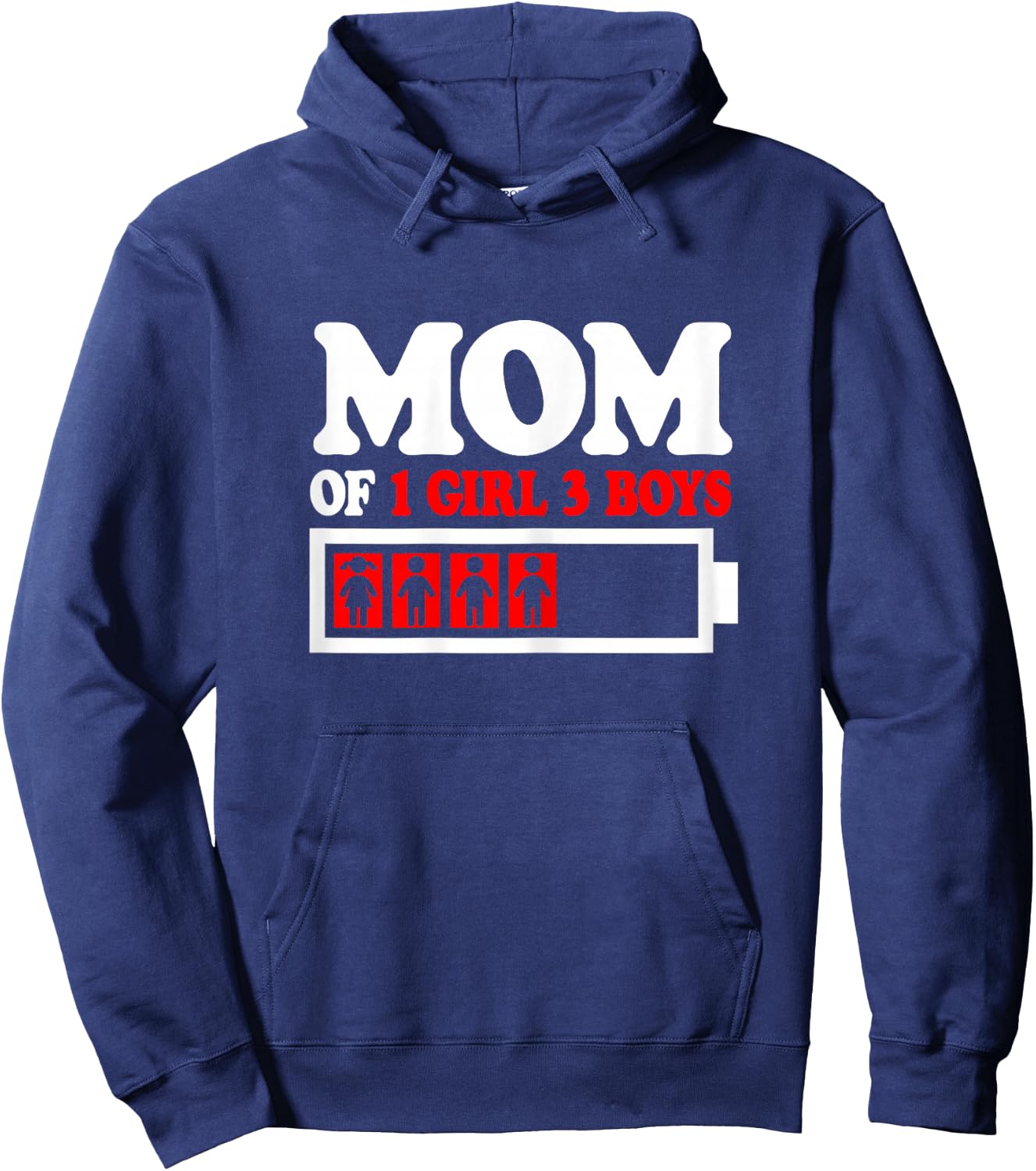 Funny Mom Of 1 Girl 3 Boys from Son Daughter Mother's Day Hoodie - Hoodie | Navy