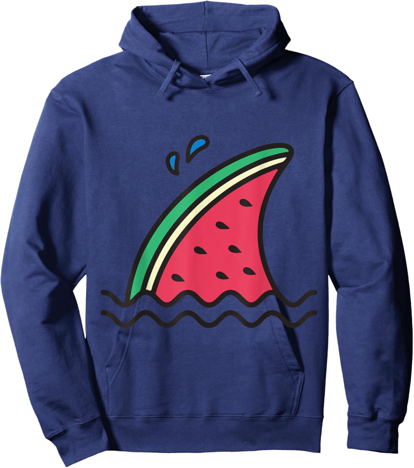 Kawaii Watermelon Shark Fin Funny Family Summer Vacation Women Girls Kids Hoodie - Hoodie | Navy