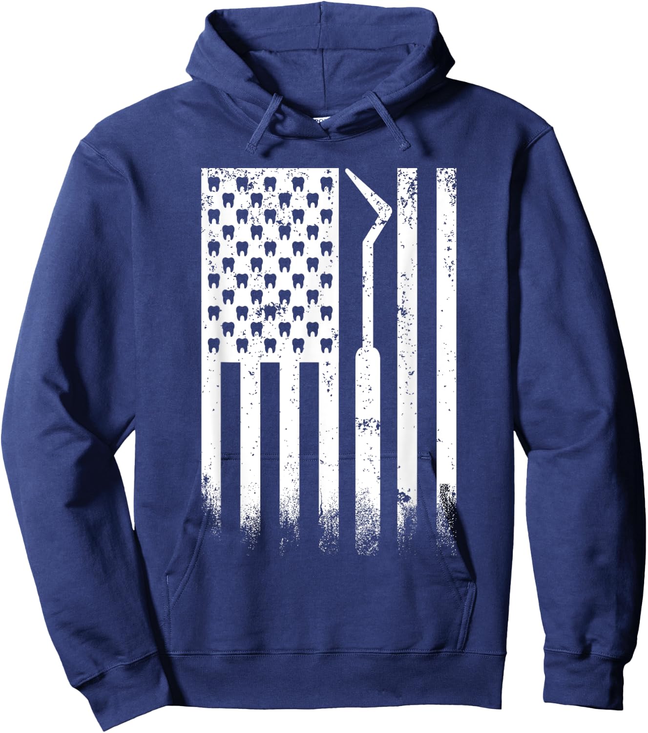 Patriotic Dentist American Flag USA Tooth US Flag dental Hoodie - Hoodie | Navy