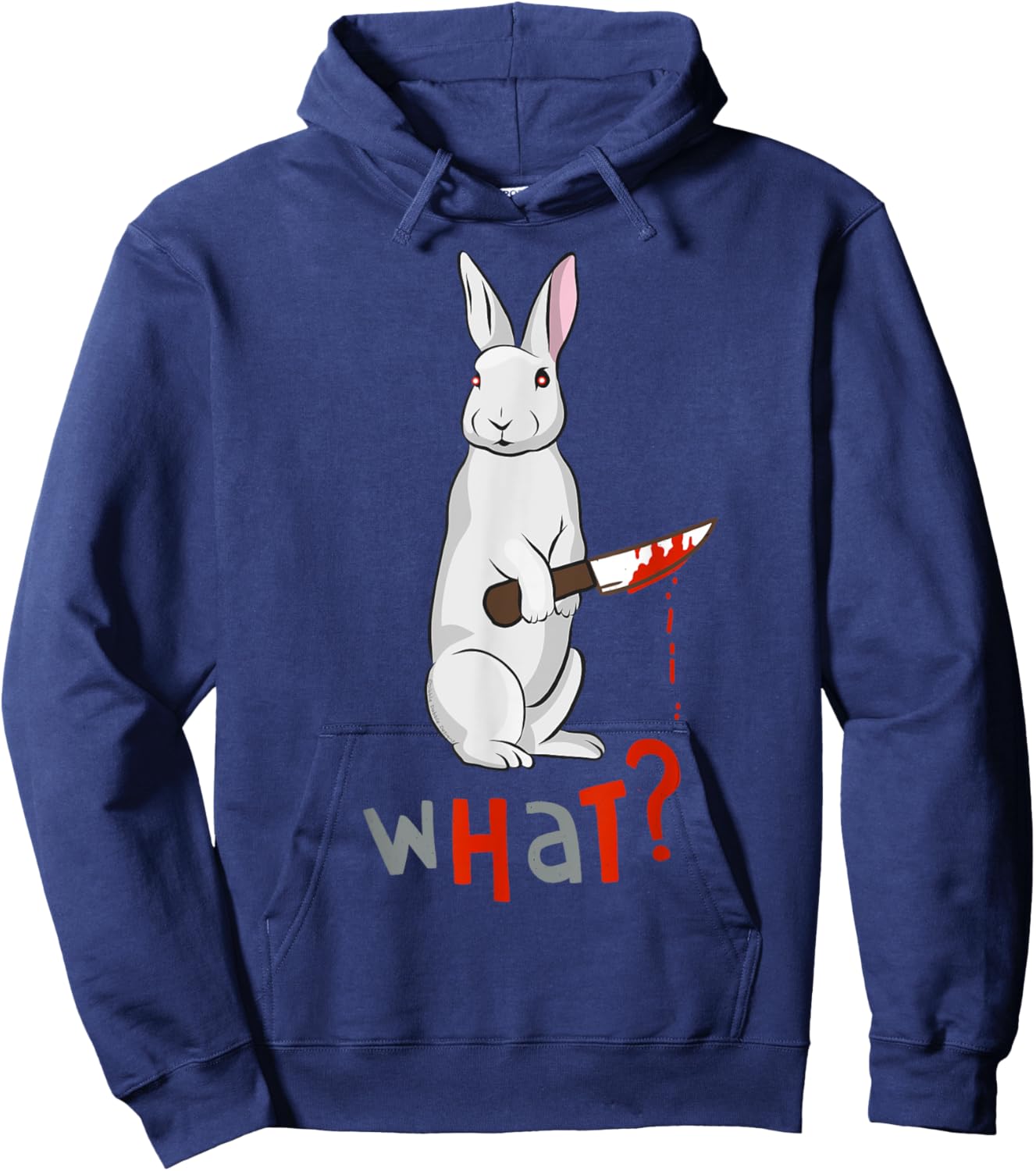 Funny Scary Eyed Killer Rabbit Adult Humour Hoodie - Hoodie | Navy