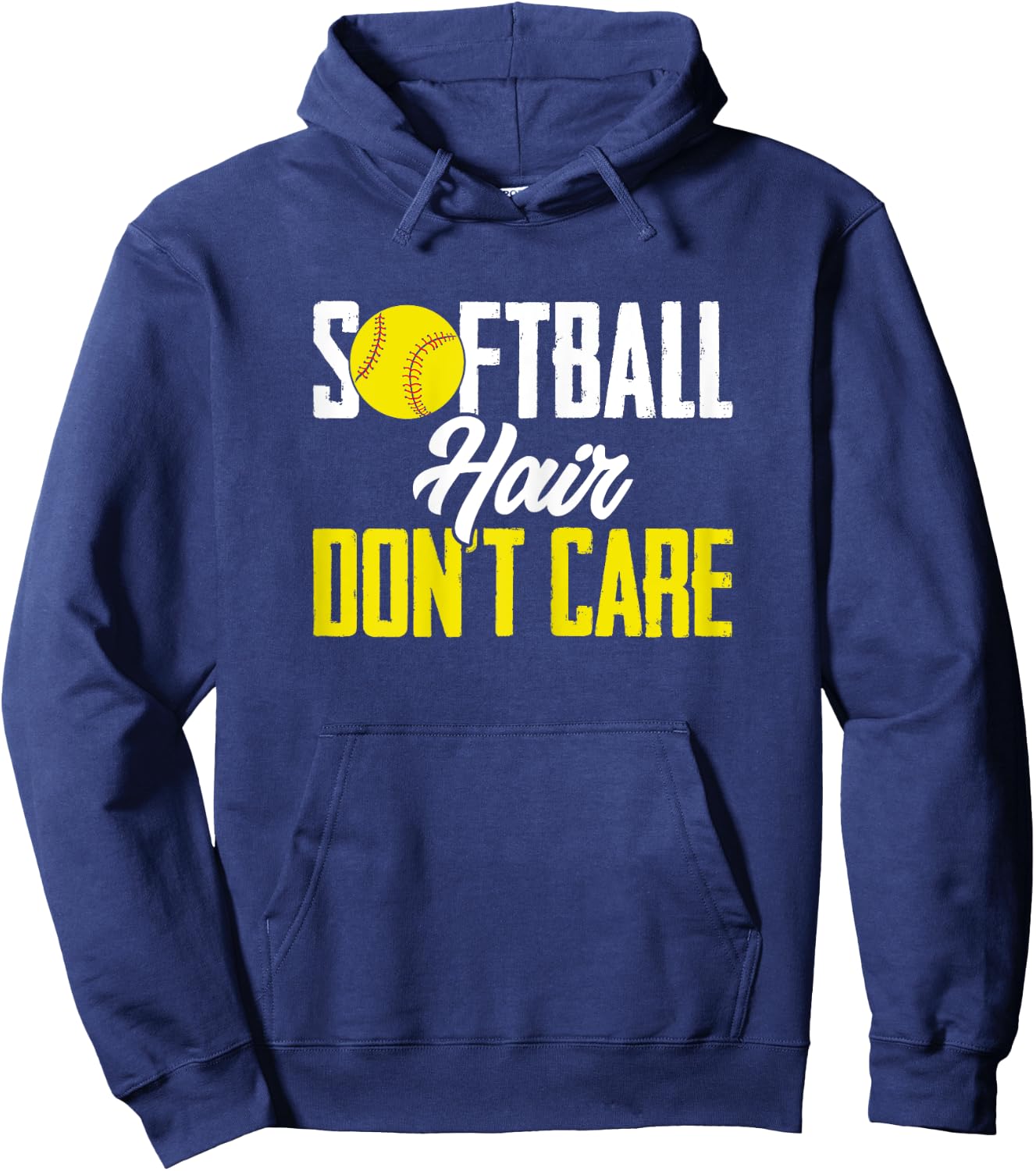 Softballer Funny Sports Softball Hair Don'T Care Hoodie - Hoodie | Navy