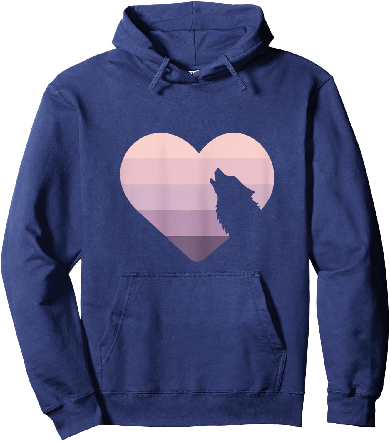 Wolf Lovers Cute Heart Howling Wolf Purple Pink Retro Moon Hoodie - Hoodie | Navy