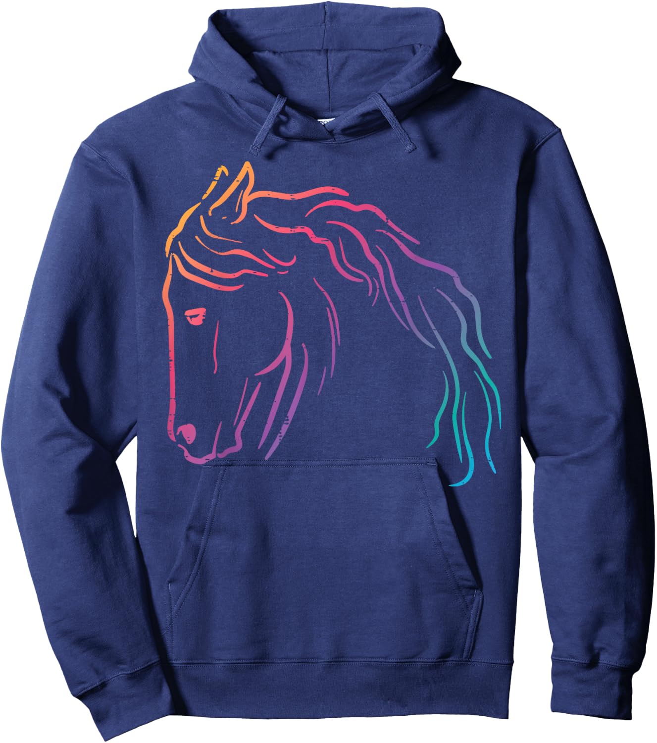 Colorful Horse Head Minimal Art Equestrian Men Women Kids Hoodie - Hoodie | Navy