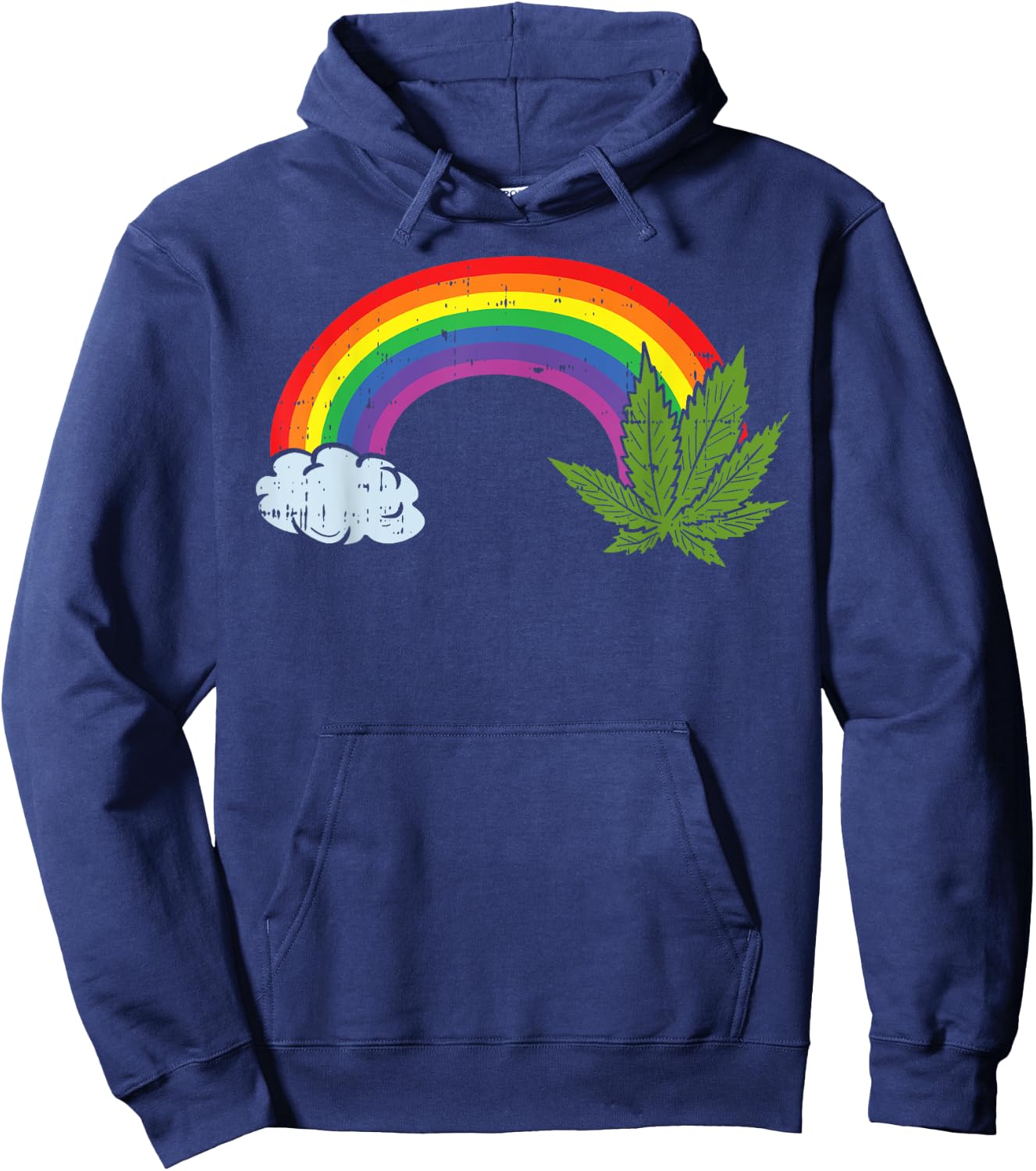 Rainbow Weed Cannabis Marijuana 420 Pot Smoker Stoner Gift Hoodie - Hoodie | Navy