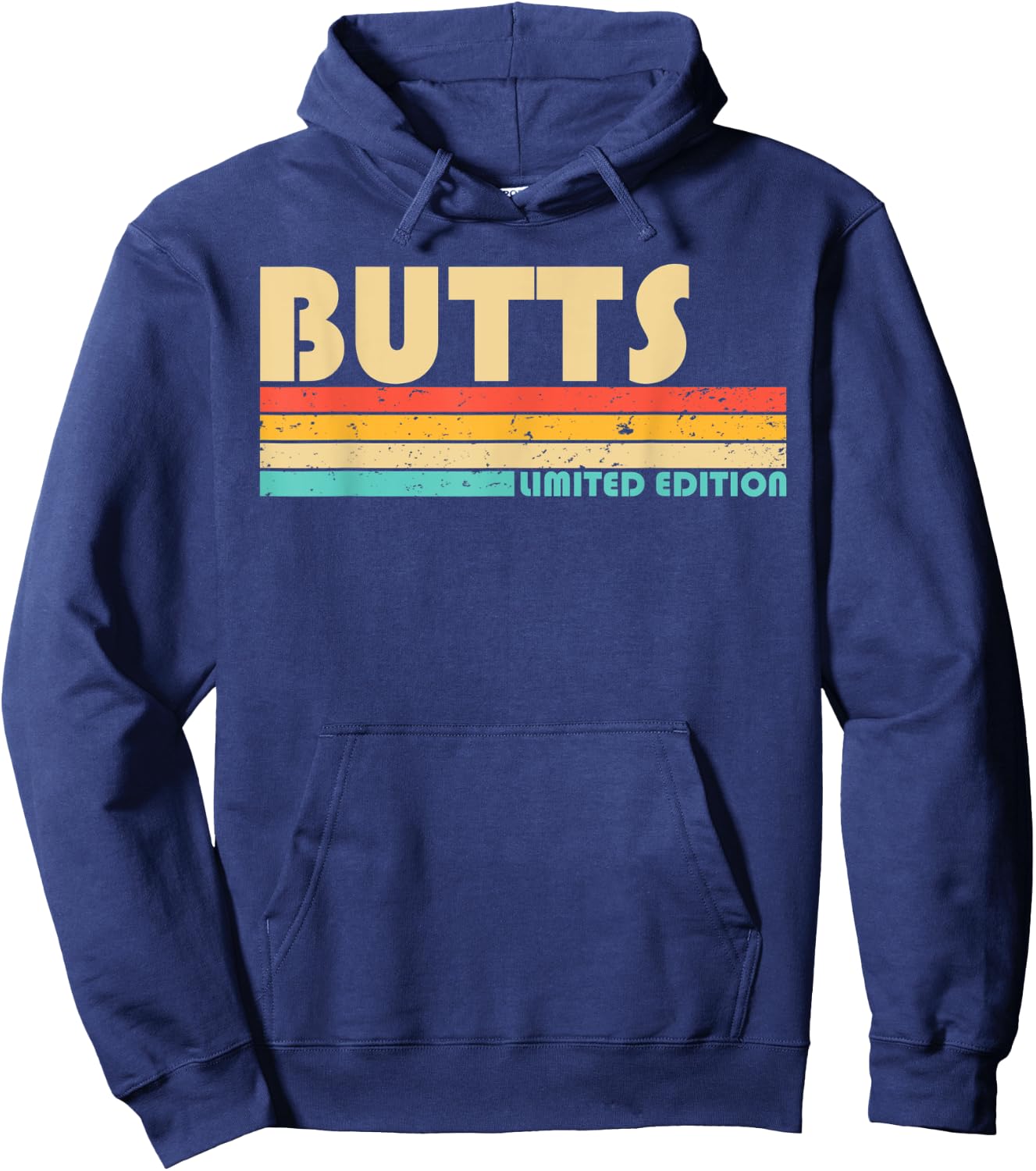 BUTTS Surname Funny Retro Vintage 80s 90s Birthday Reunion Hoodie - Hoodie | Navy