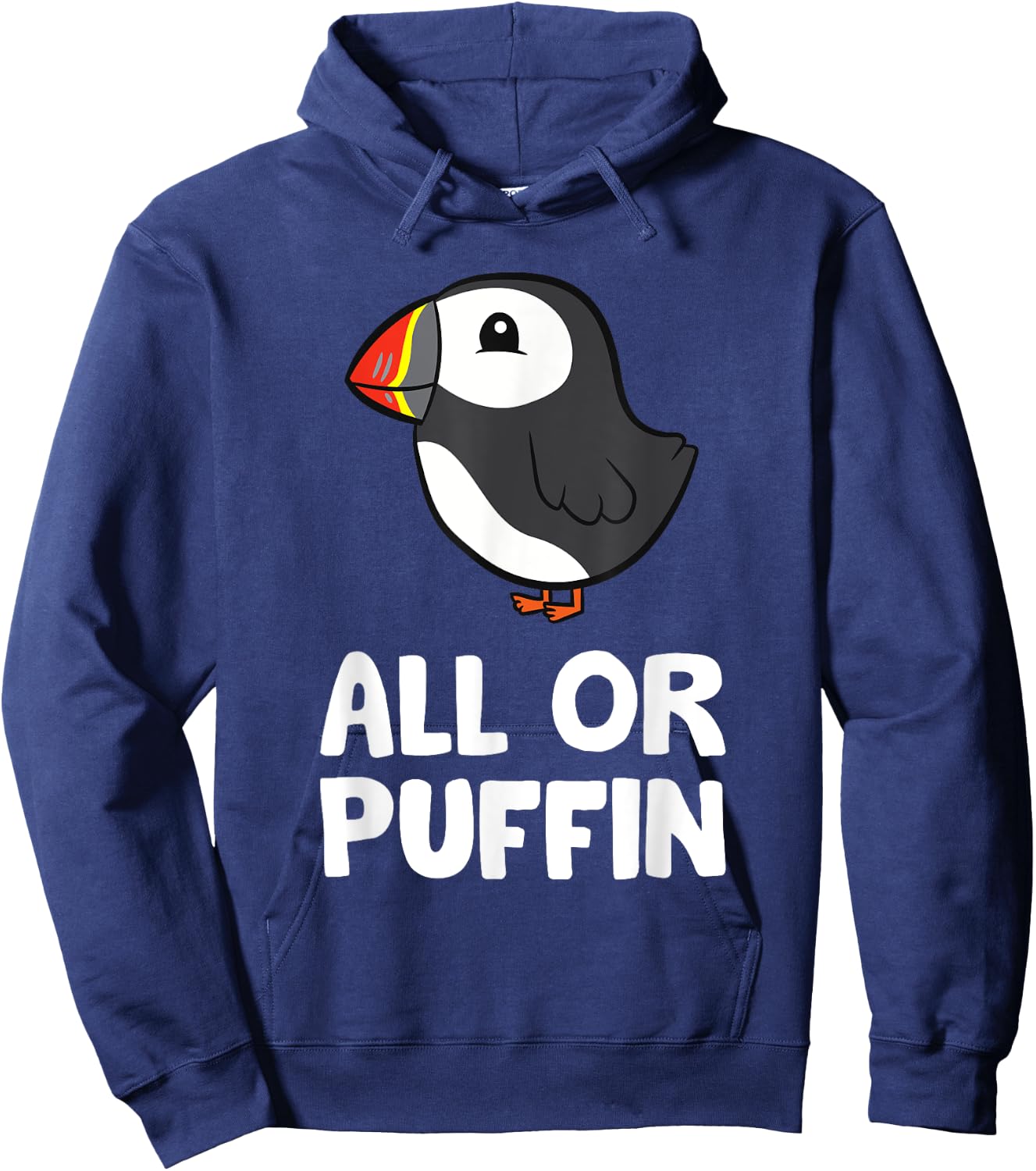 Funny Puffin Bird Gifts All Or Puffin -Adults and Kids Black Cartoon Puffin Small Hoodie - Hoodie | Navy