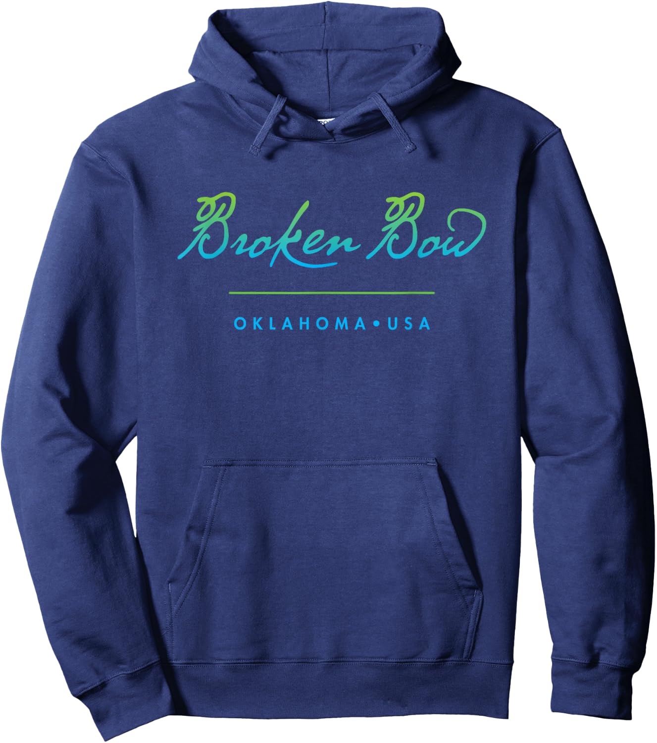 Broken Bow Oklahoma Typographic Design Hoodie - Hoodie | Navy