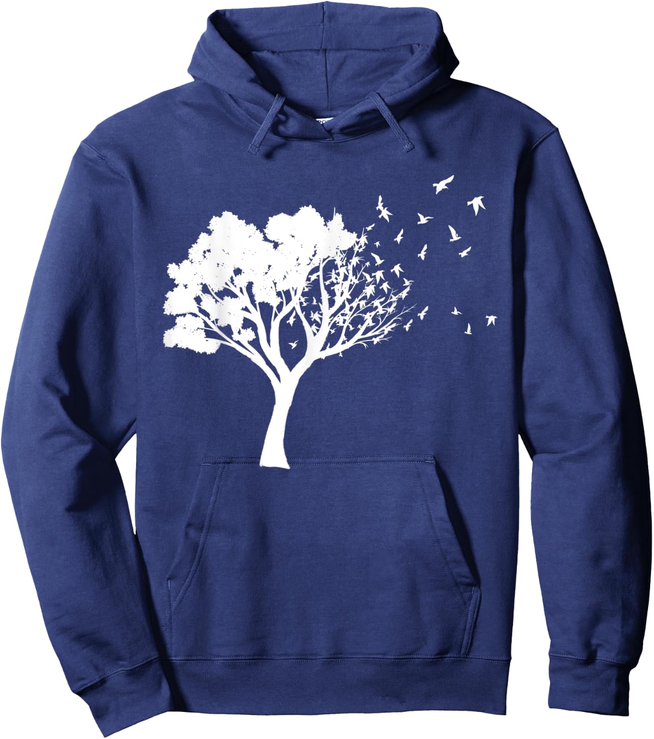 White Tree And Birds Flying Away Free In Nature Silhouette Hoodie - Hoodie | Navy