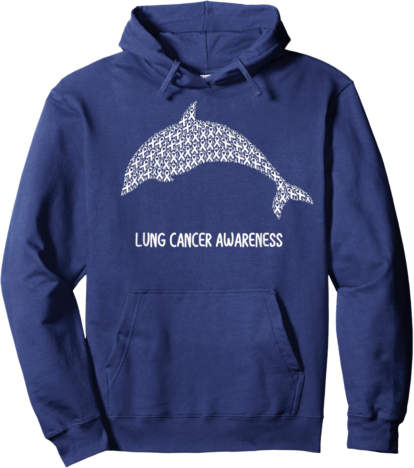 Lung Cancer Awareness White Ribbon Survivor - Fish Dolphin Hoodie - Hoodie | Navy