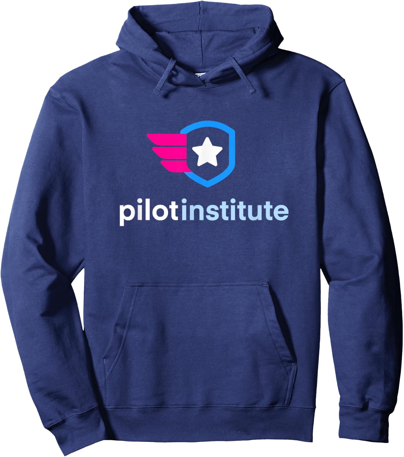 Pilot Institute Black Modern Letter Print , -Adults, Small Hoodie - Hoodie | Navy