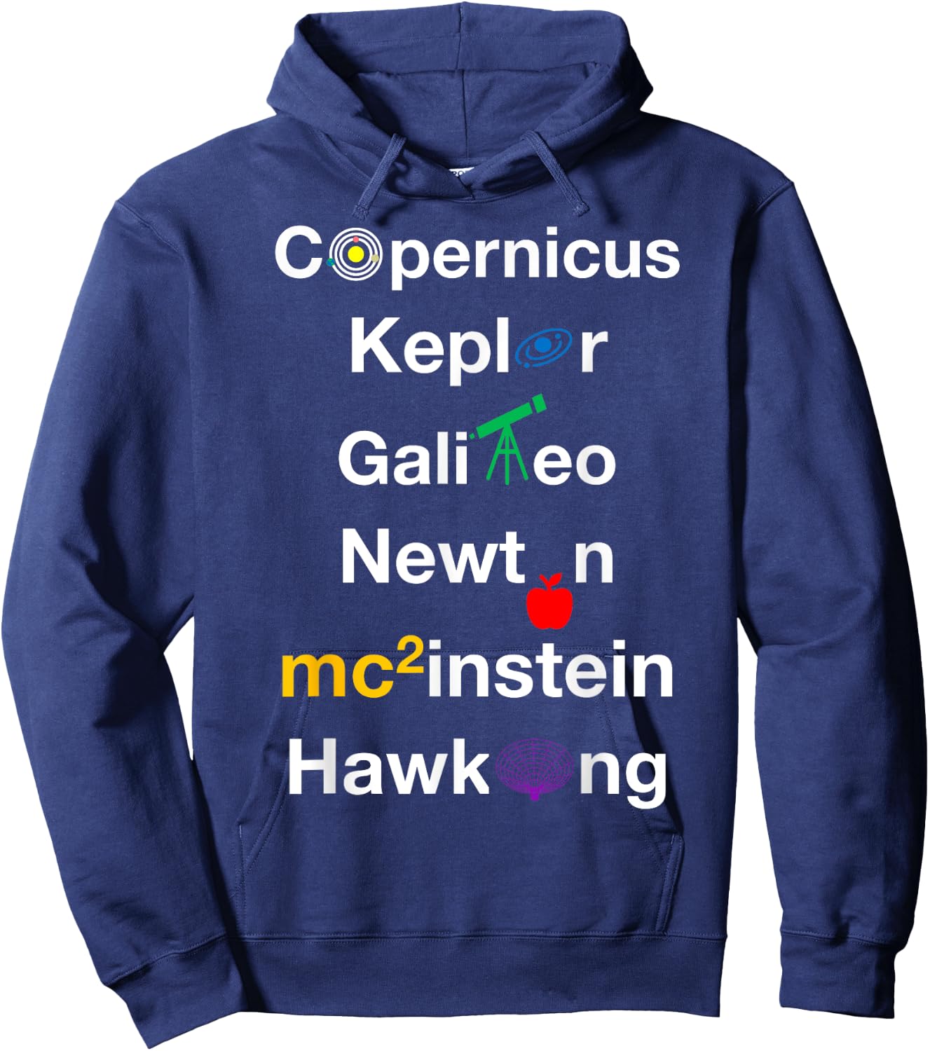 Nerdy Copernicus Galileo Kepler Newton Space Scientists Gift Hoodie - Hoodie | Navy