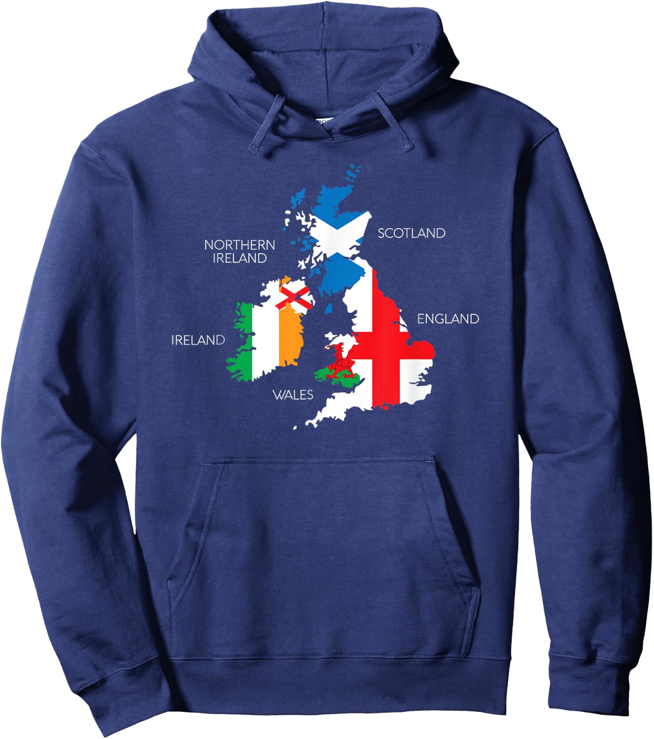 British Isles Sea Ireland Scotland Wales England Map Coins Hoodie - Hoodie | Navy