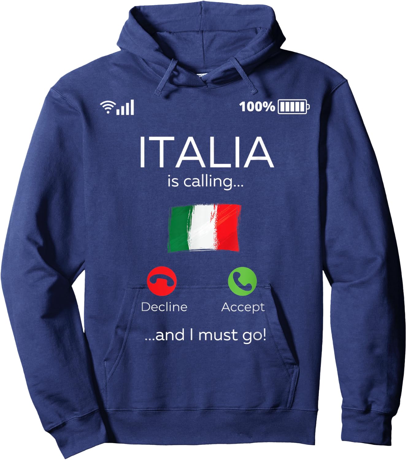Funny Italian Shirts - Italy is calling - italian roots Hoodie - Hoodie | Navy