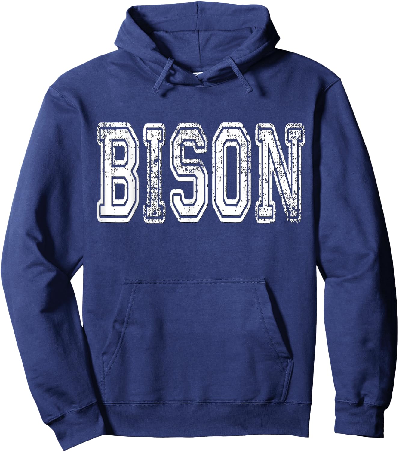 Bison Mascot Distressed Vintage School Sports Name Fans Hoodie - Hoodie | Navy