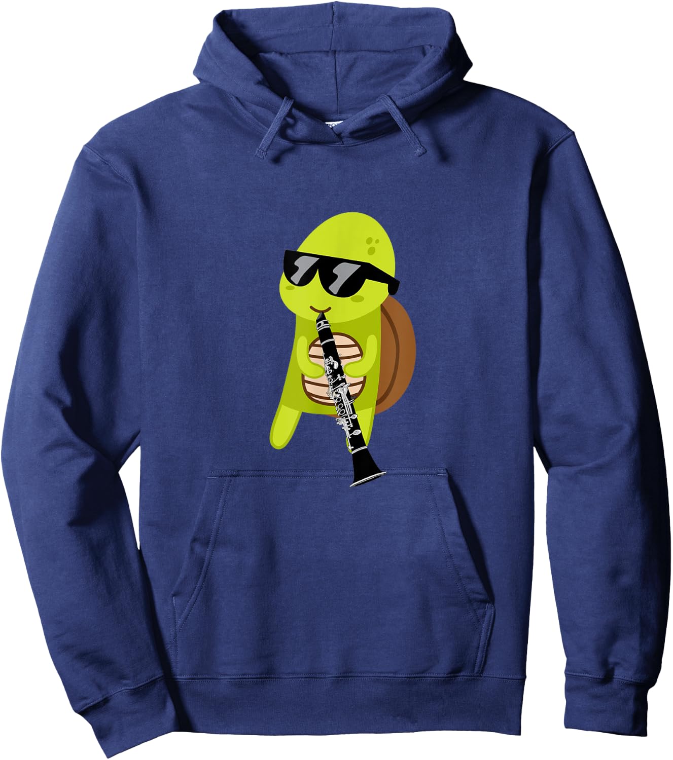 Funny Turtle Wearing Sunglasses Playing Clarinet Hoodie - Hoodie | Navy
