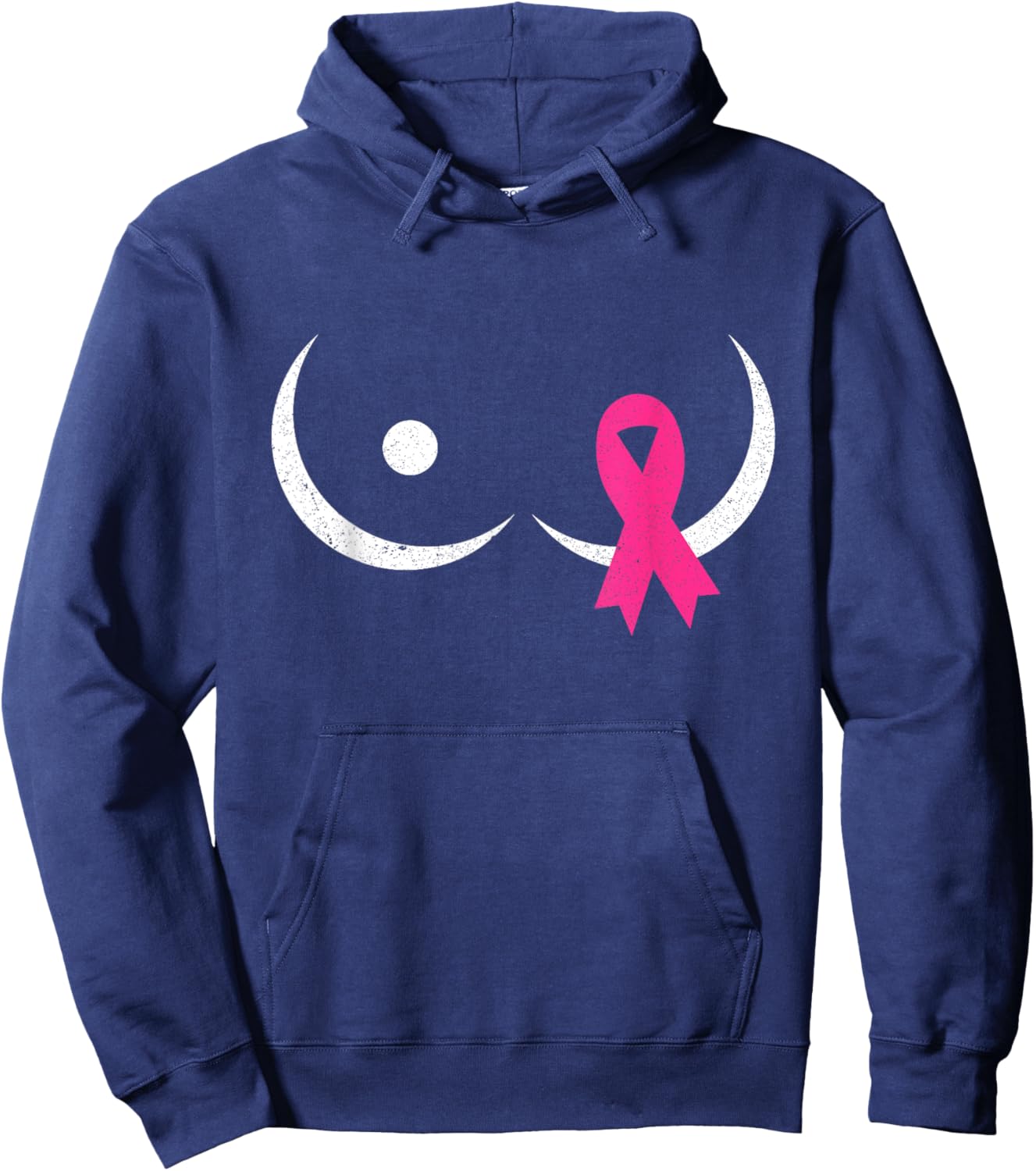 Save The Tatas Breast Cancer Warrior Pink Ribbon On Boob Hoodie - Hoodie | Navy