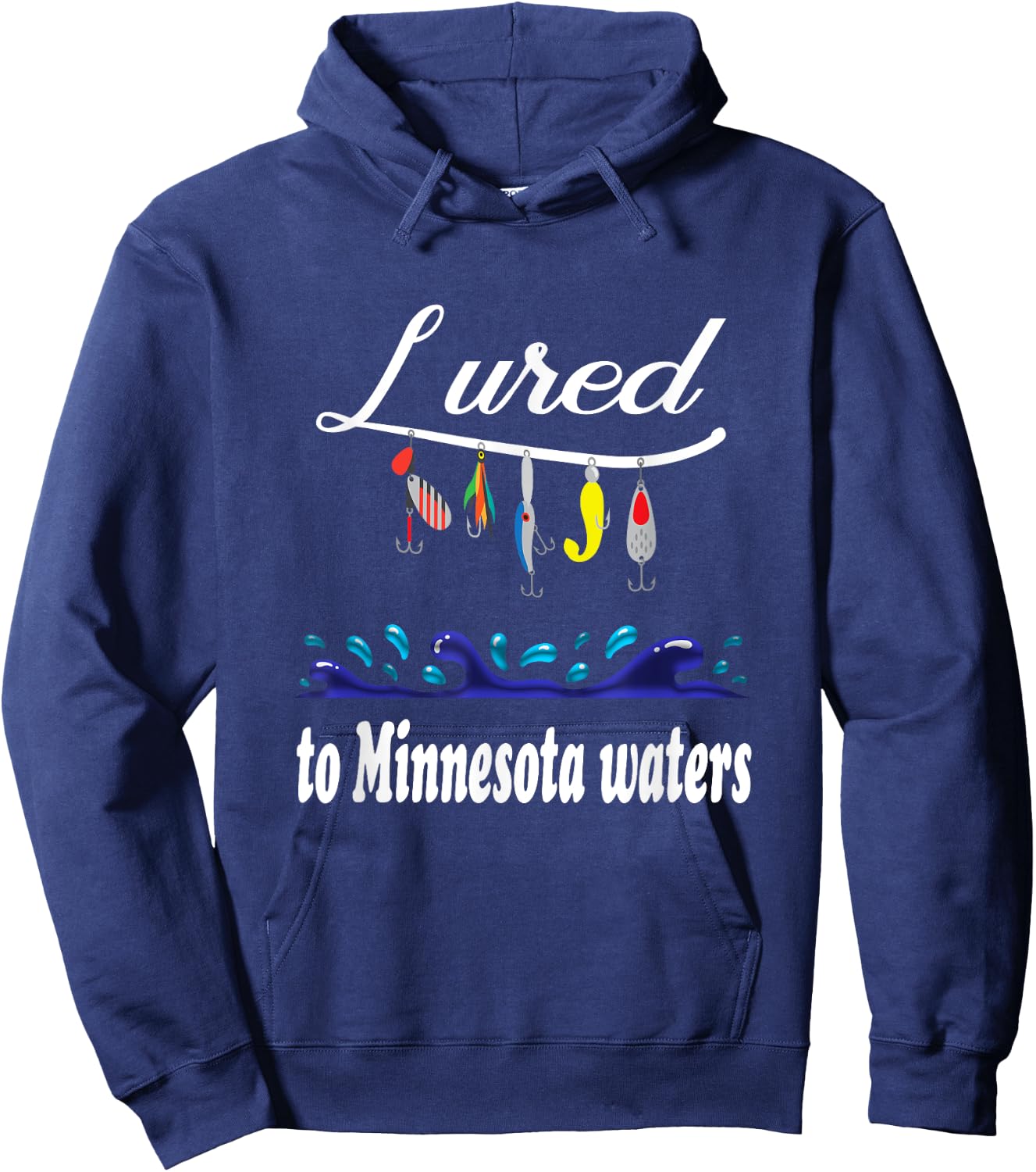 Lured to Minnesota Waters Fishing Fisherman Fish Hoodie - Hoodie | Navy