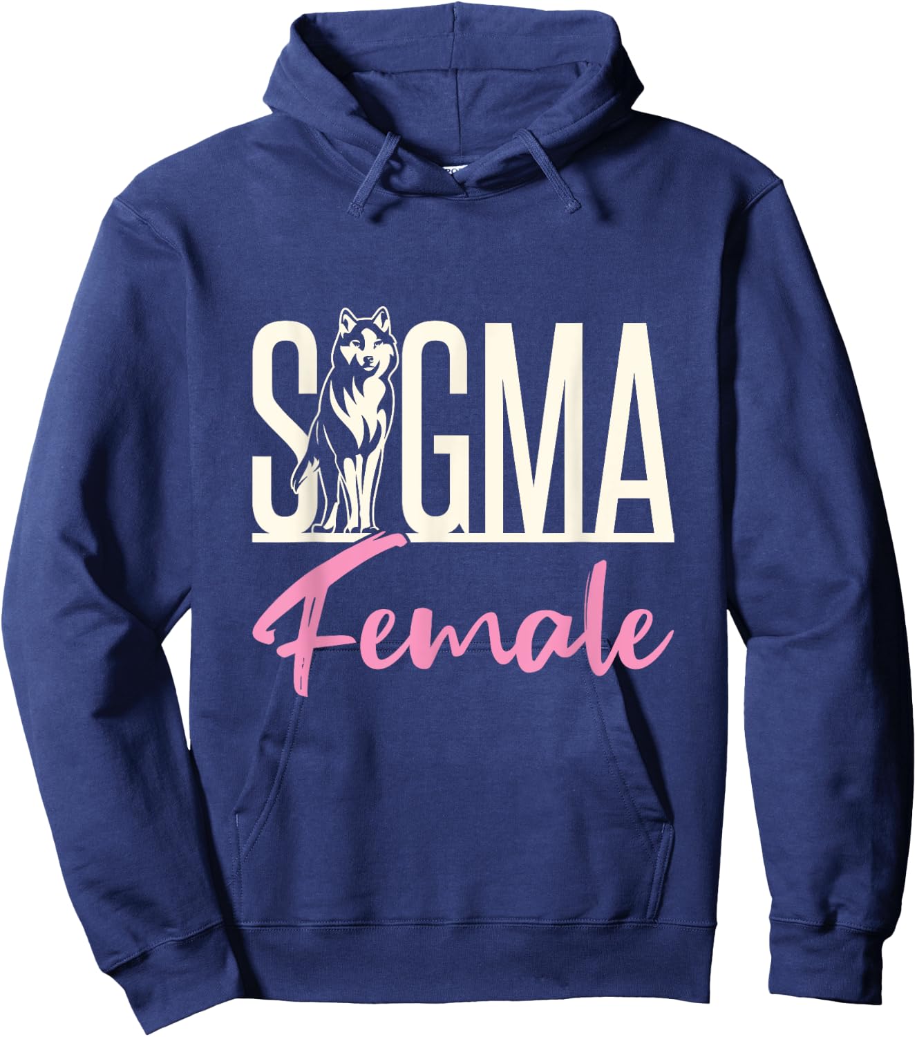Sigma Female Loner Wolf Lone Individualist Meme Graphic Hoodie - Hoodie | Navy