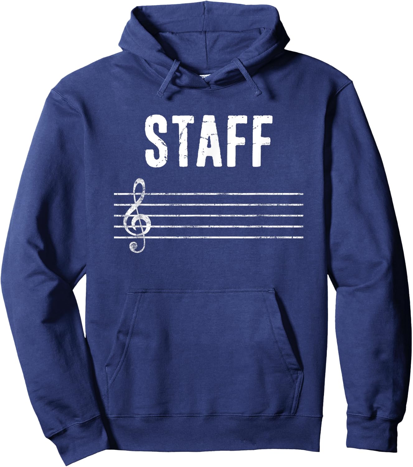 Music Staff Music Notes Musician Distressed Style Design Hoodie - Hoodie | Navy