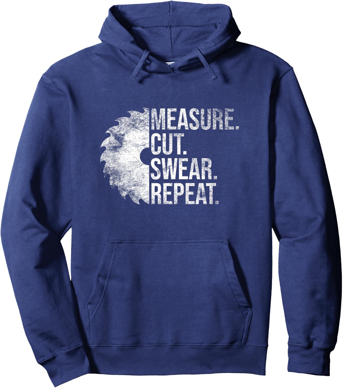 Measure Cut Swear Repeat Handyman Mechanic Carpenter Funny Hoodie - Hoodie | Navy