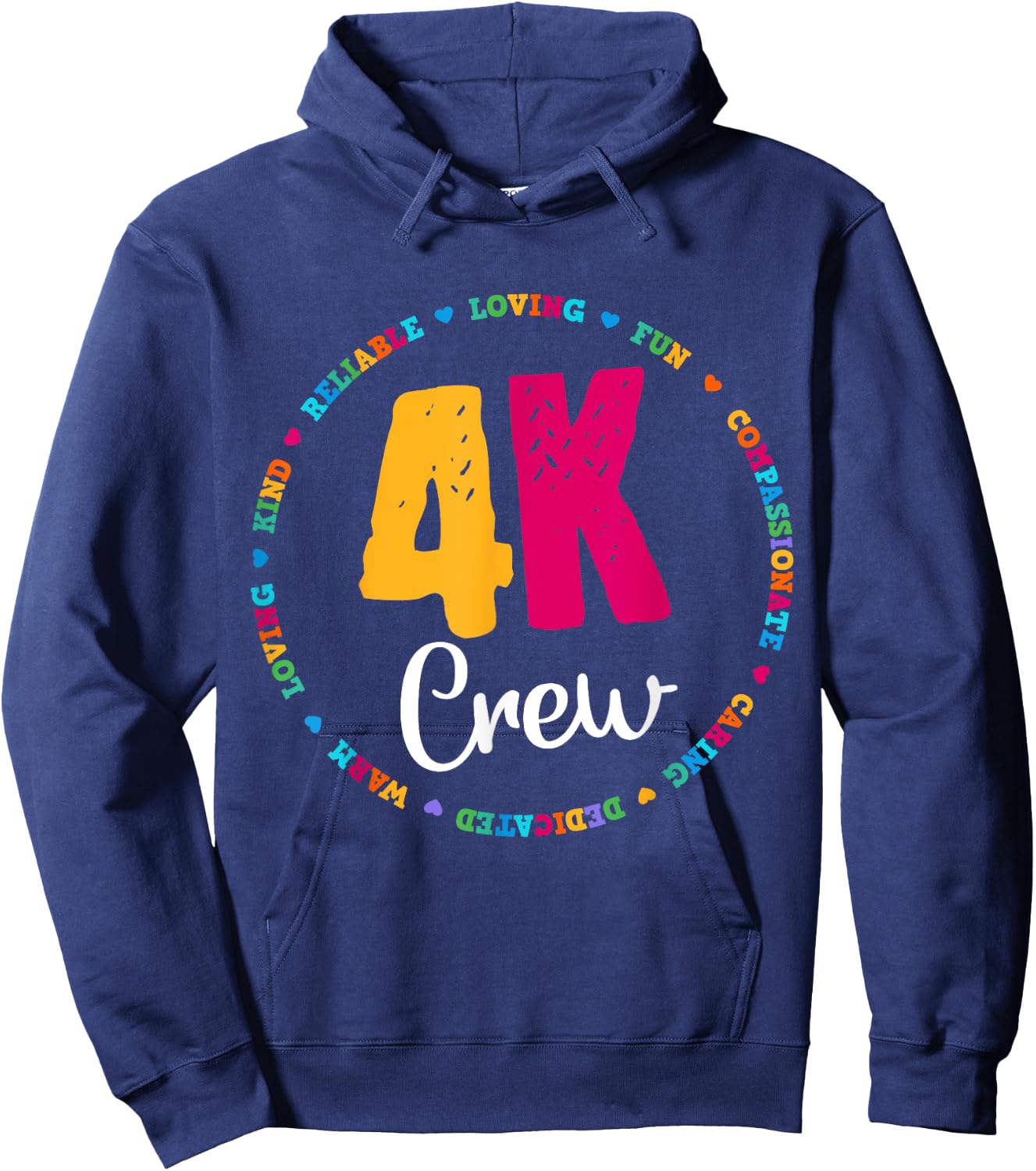 4K Crew Squad Team Teacher Kindergarten Kinder Elementary Hoodie - Hoodie | Navy