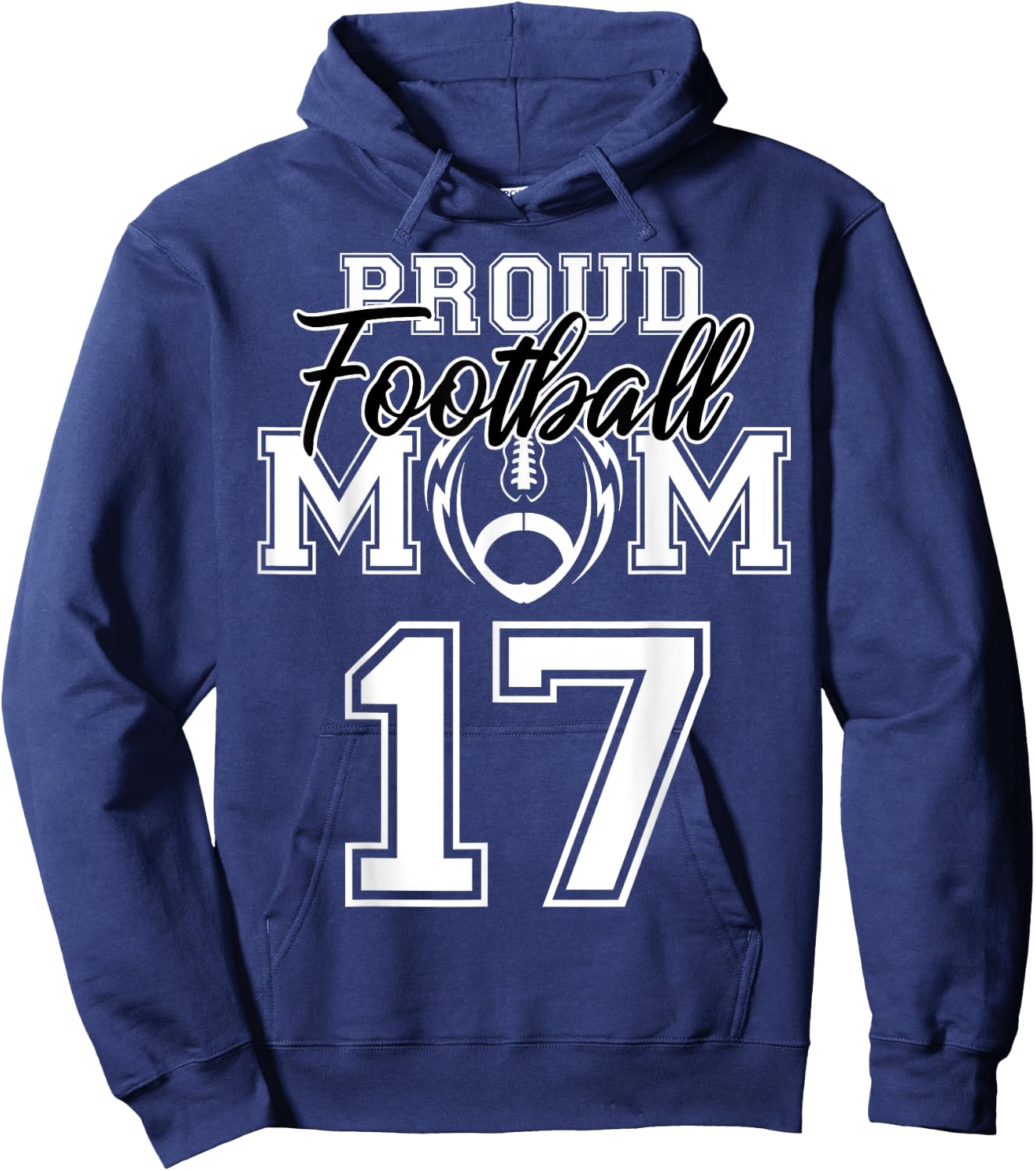 Custom Proud Football Mom Number 17 Personalized Women Hoodie - Hoodie | Navy