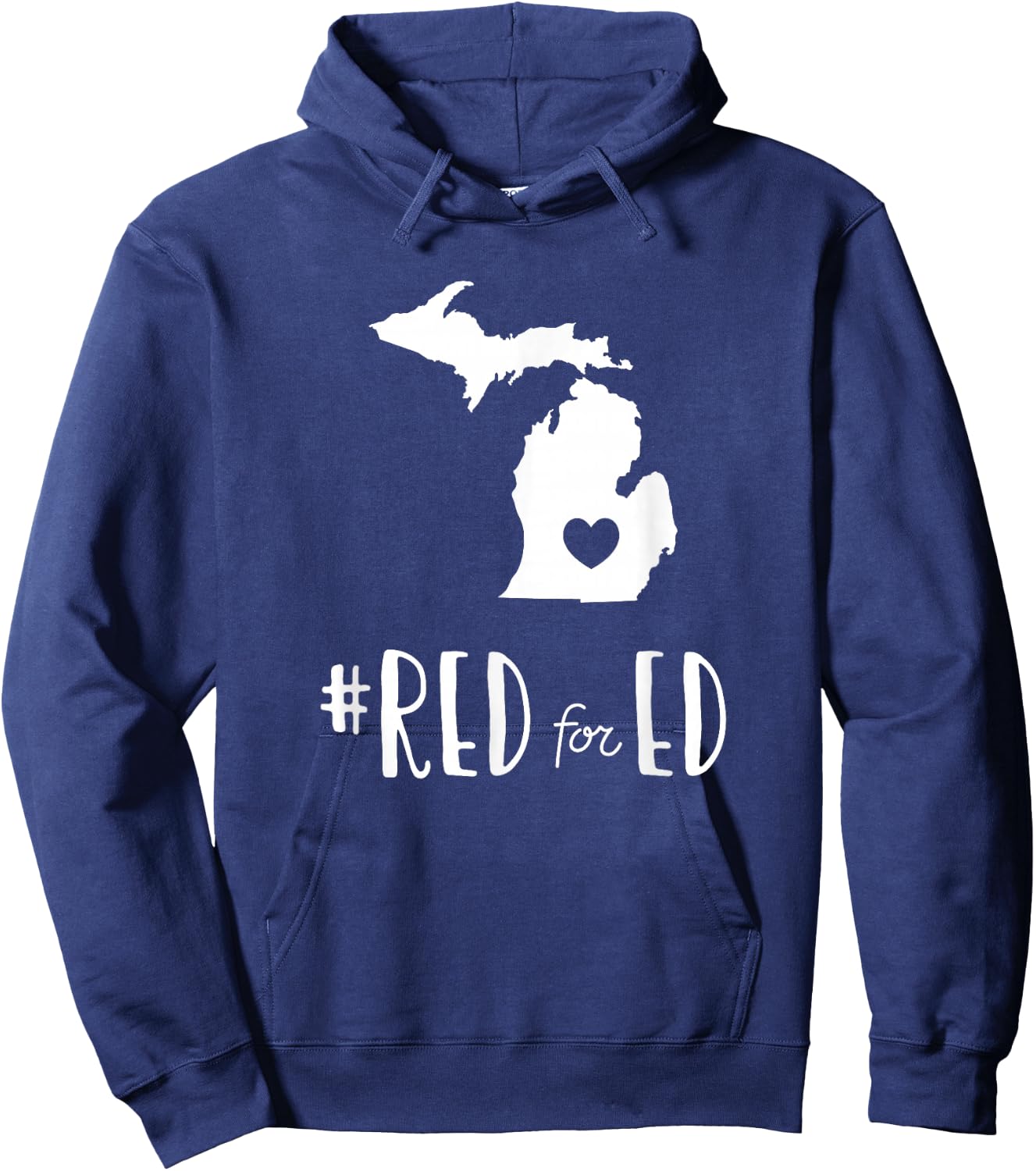 Red For Ed Michigan Teacher Public Education Hoodie - Hoodie | Navy