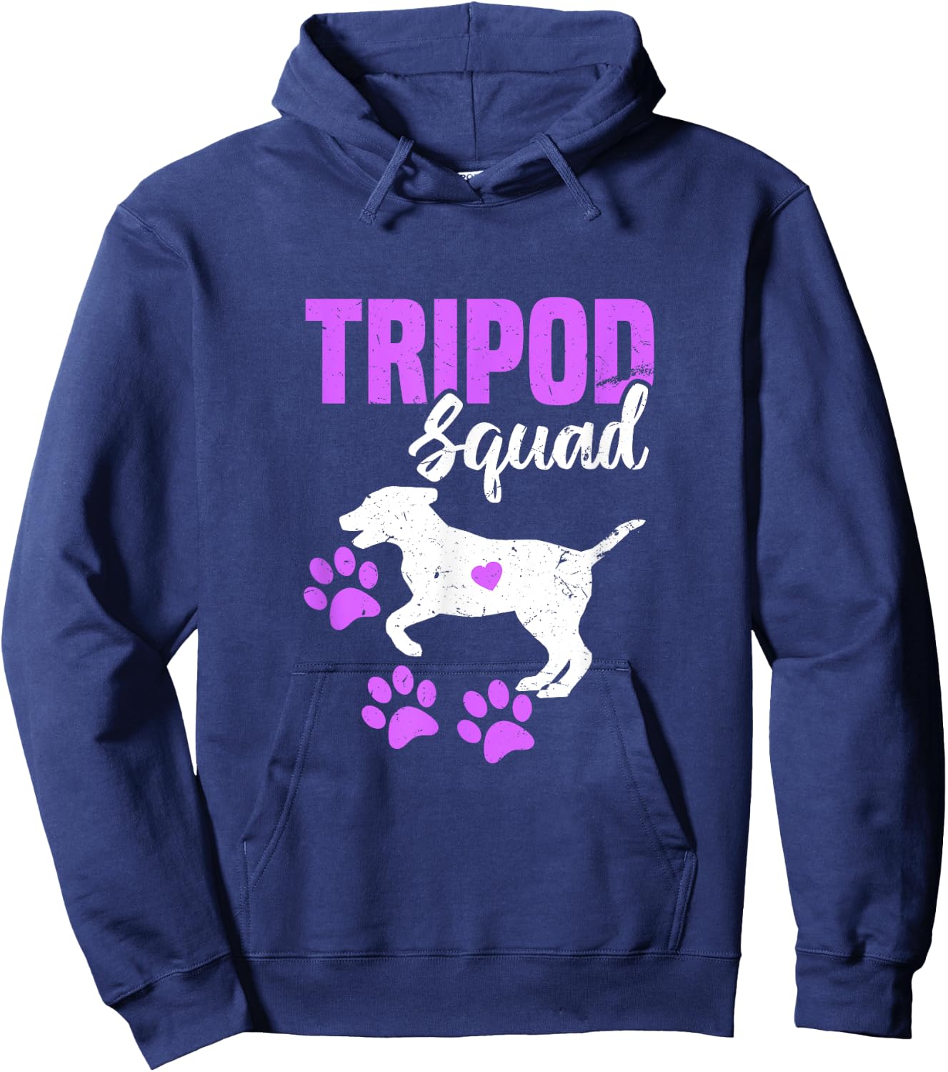 Tripod Squad | Funny Three Legged Pet Parents Support Quote Hoodie - Hoodie | Navy