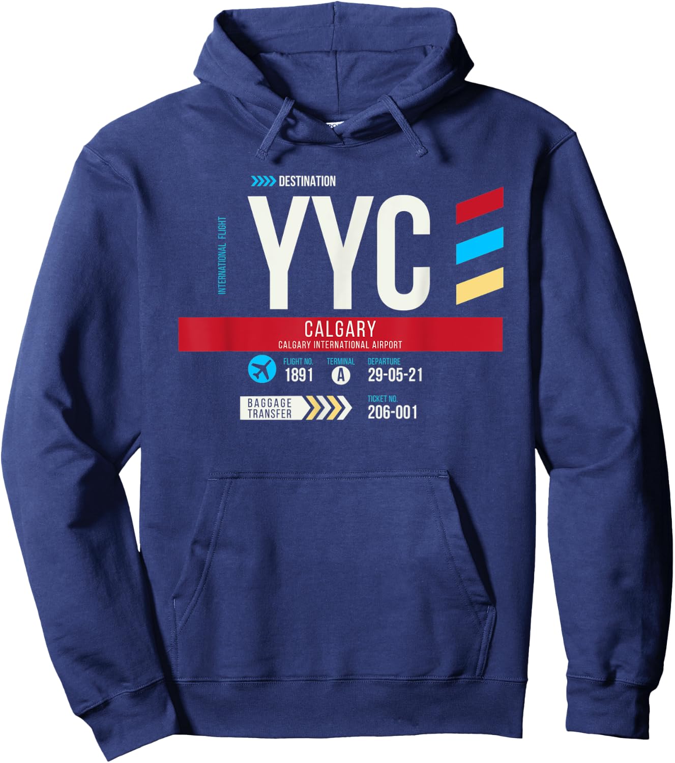 Vintage Calgary YYC Airport Code Travel Day Retro Air Travel Hoodie - Hoodie | Navy