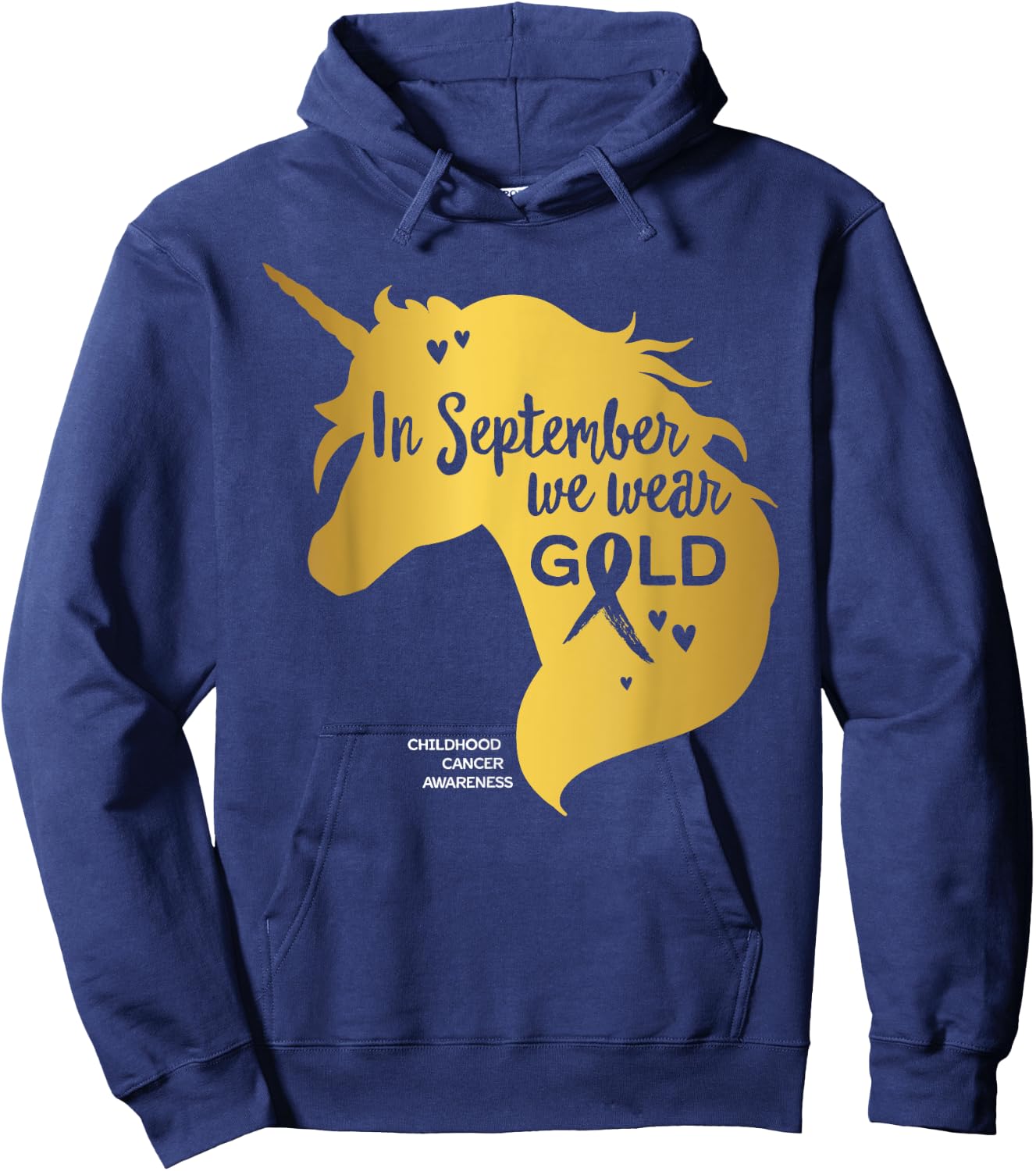 Childhood Cancer Awareness Shirts In September We Wear Gold Hoodie - Hoodie | Navy