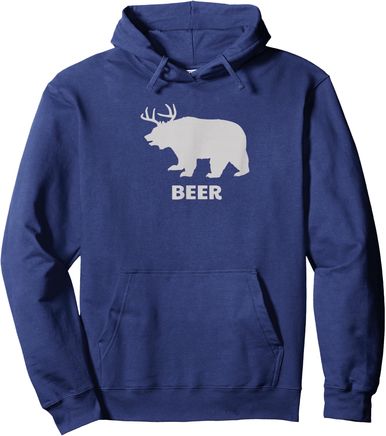 Deer Antlers + Grizzly Bear = Beer, Funny Hunting Drinking Hoodie - Hoodie | Navy