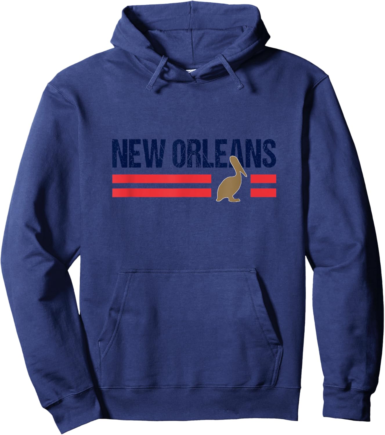 Pelican Retro Stripes New Orleans Vintage New Orleans Local Hoodie - Hoodie | Navy