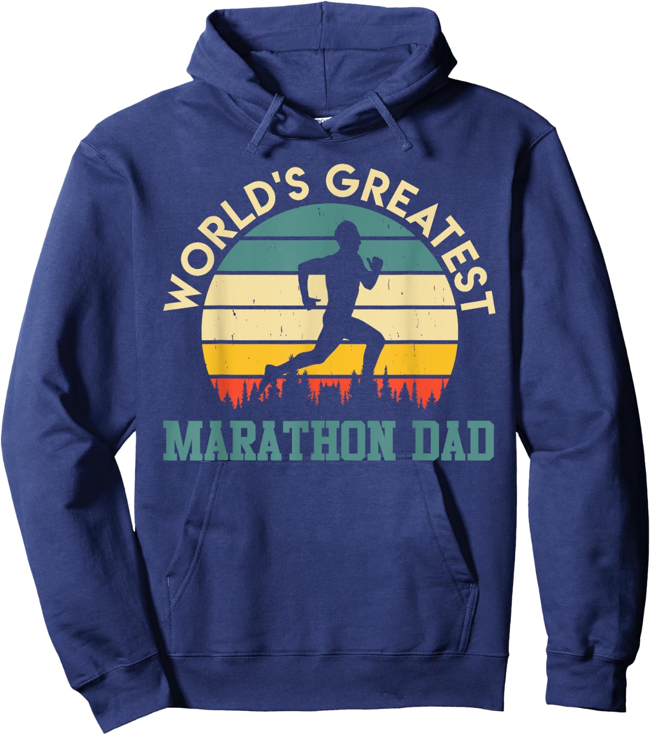 Daddy WORLD'S GREATEST MARATHON DAD Funny Marathon Hoodie - Hoodie | Navy