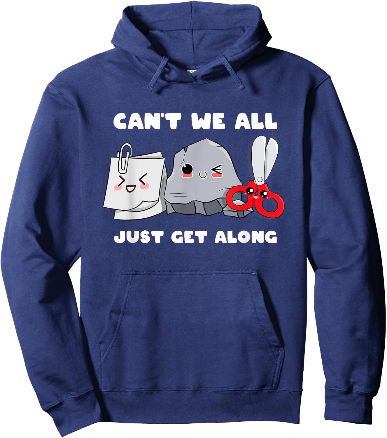 Can't We All Just Get Along Cute Rock Paper Scissors Hoodie - Hoodie | Navy