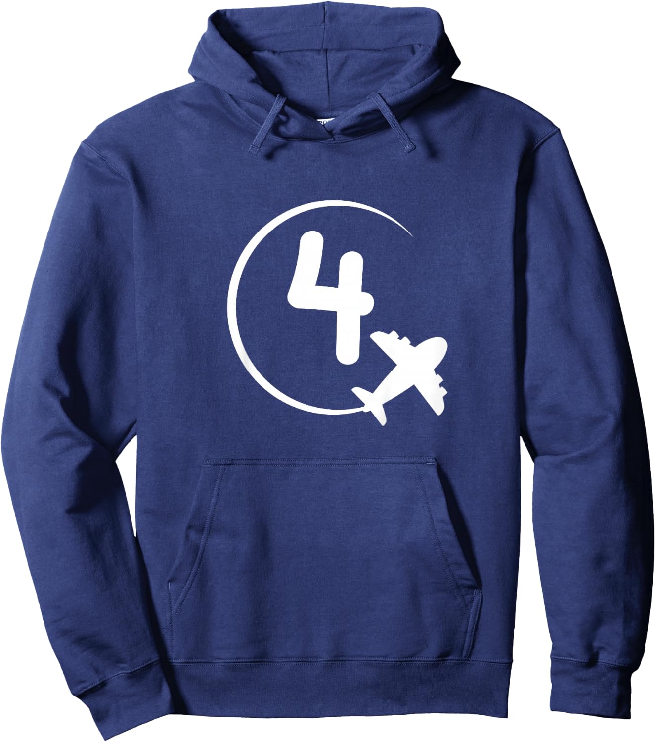 Kids Four 4 year old birthday Airplane shirt. Boy 4th birthday Hoodie - Hoodie | Navy