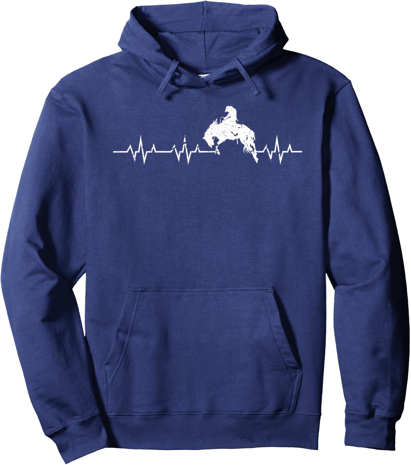 Rodeo Heartbeat, Bronc Riding Bucking Horse Western Cowboy Hoodie - Hoodie | Navy
