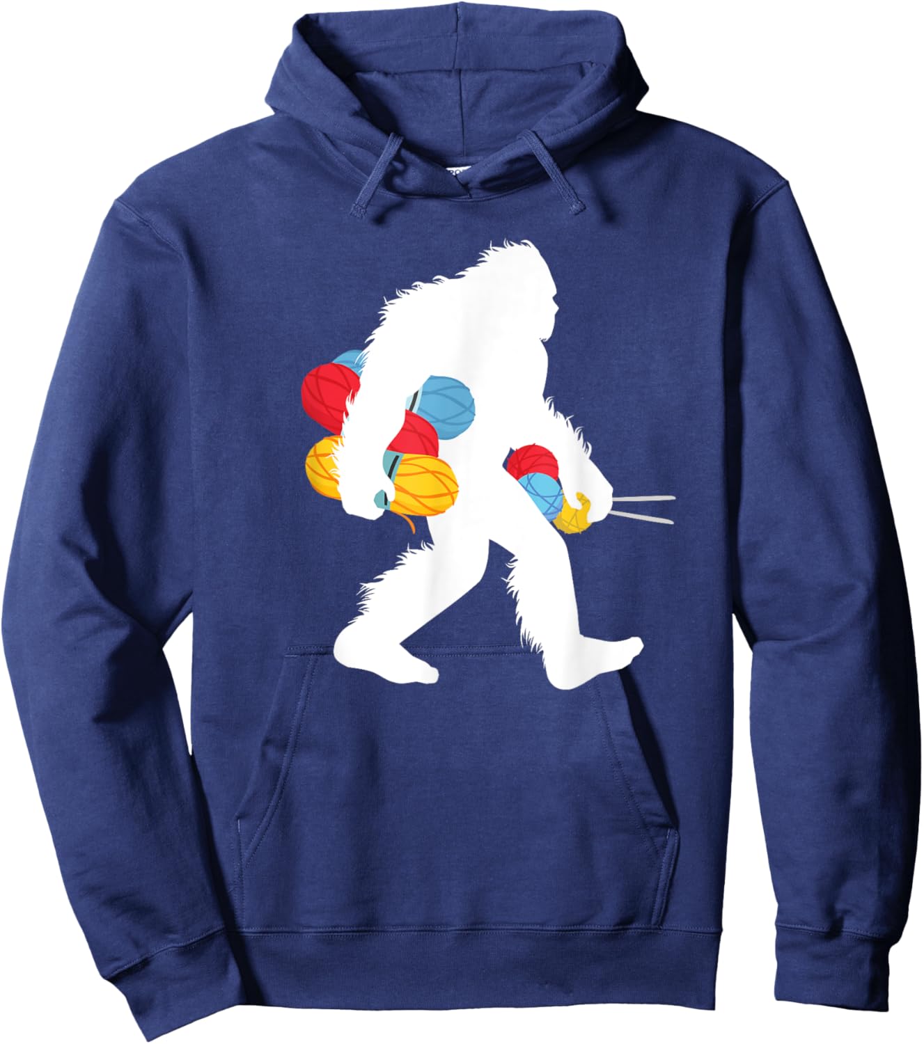 Bigfoot Knitting Sewing Needleworker Sasquatch Knitter Hoodie - Hoodie | Navy
