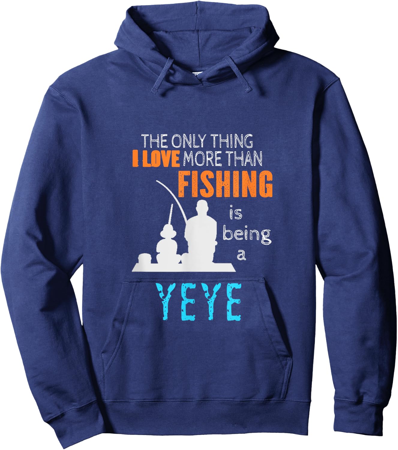 More Than Love Fishing Yeye China Chinese Grandpa Hoodie - Hoodie | Navy