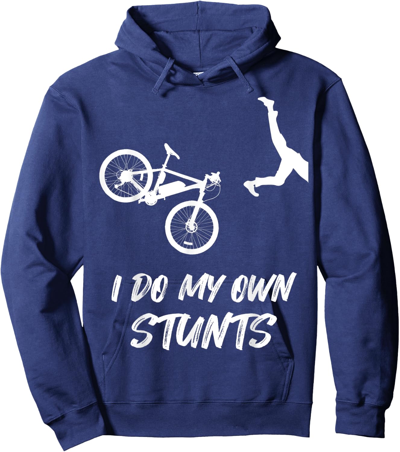 I Do My Own Stunts Funny Mountain Bike Accident Broken Cast Hoodie - Hoodie | Navy