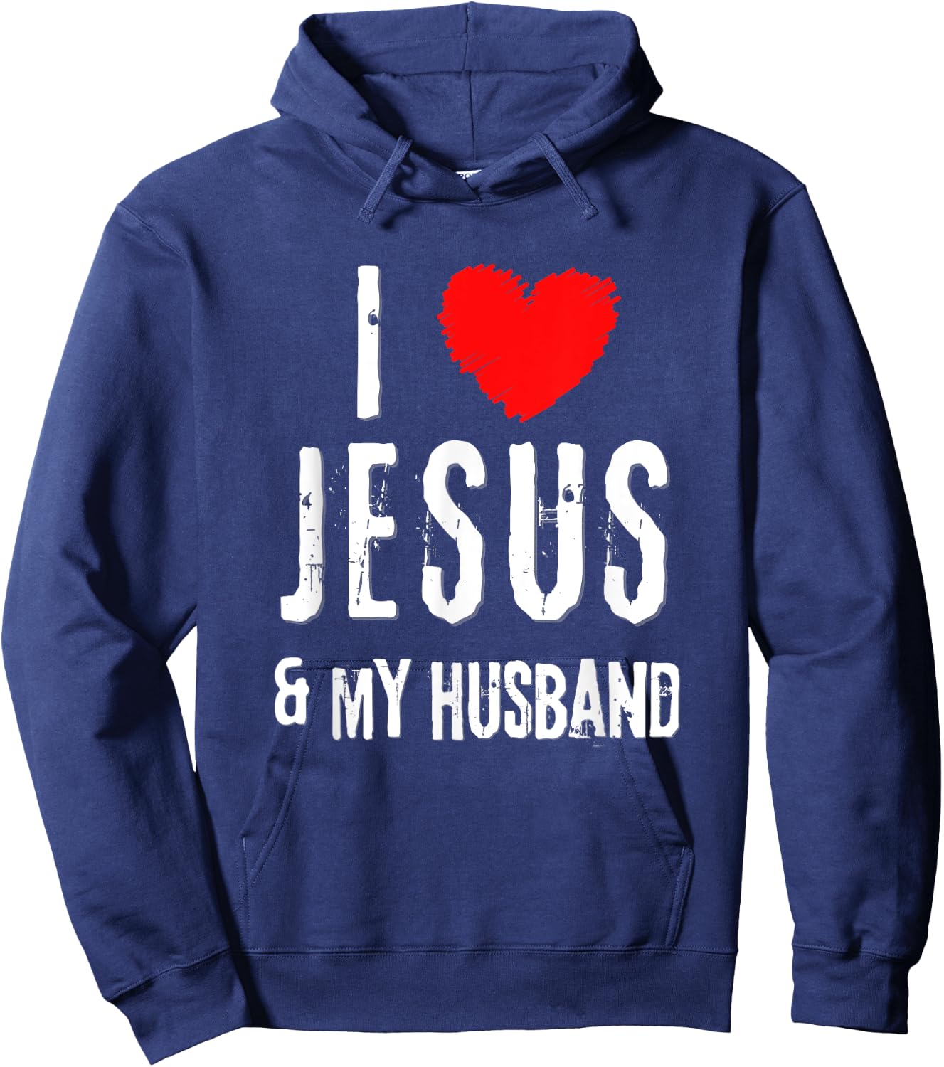 Vintage Grunge I Love JESUS & MY HUSBAND, Christian Hoodie - Hoodie | Navy