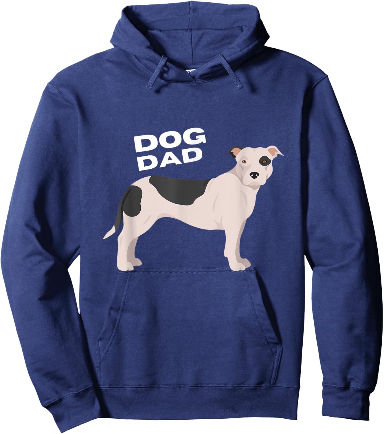 Black & White American Pit Bull Terrier Dog Dad Man Hoodie - Hoodie | Navy