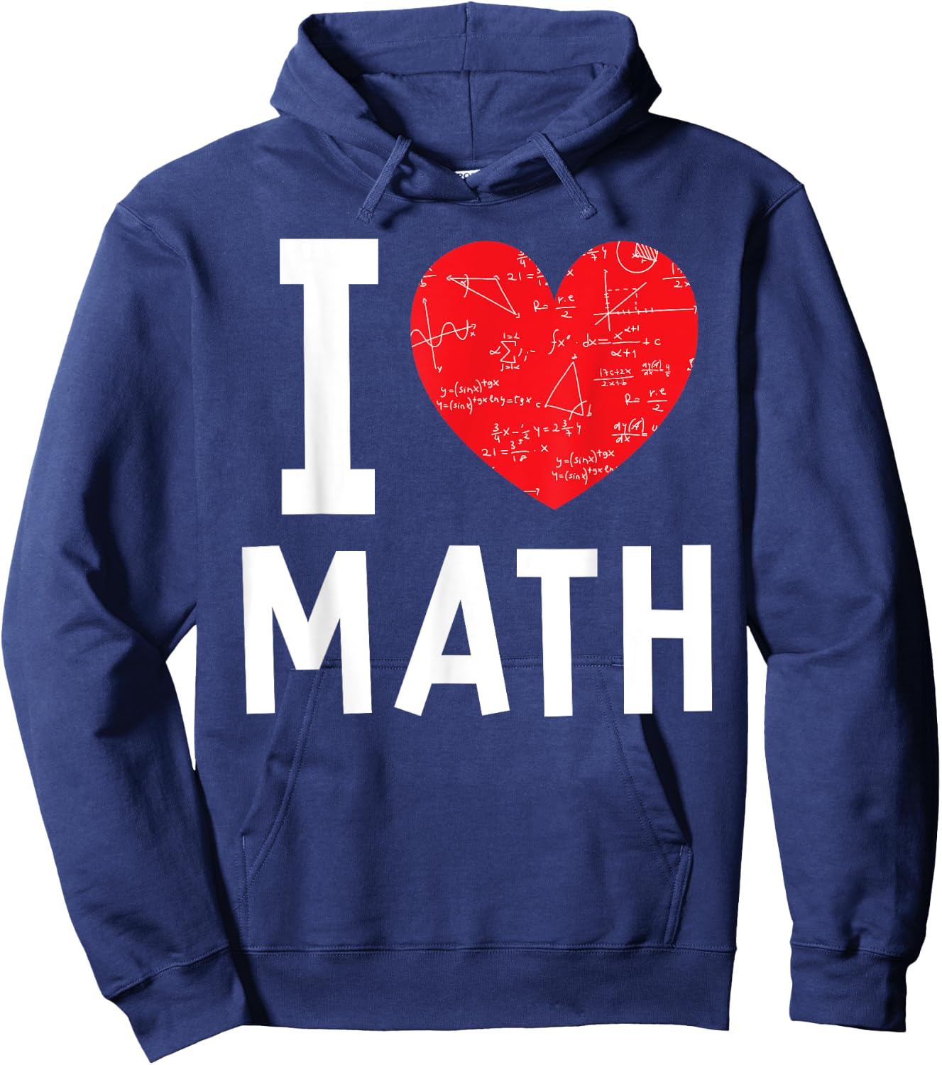 I Love Math Heart Math Hoodie - Hoodie | Navy