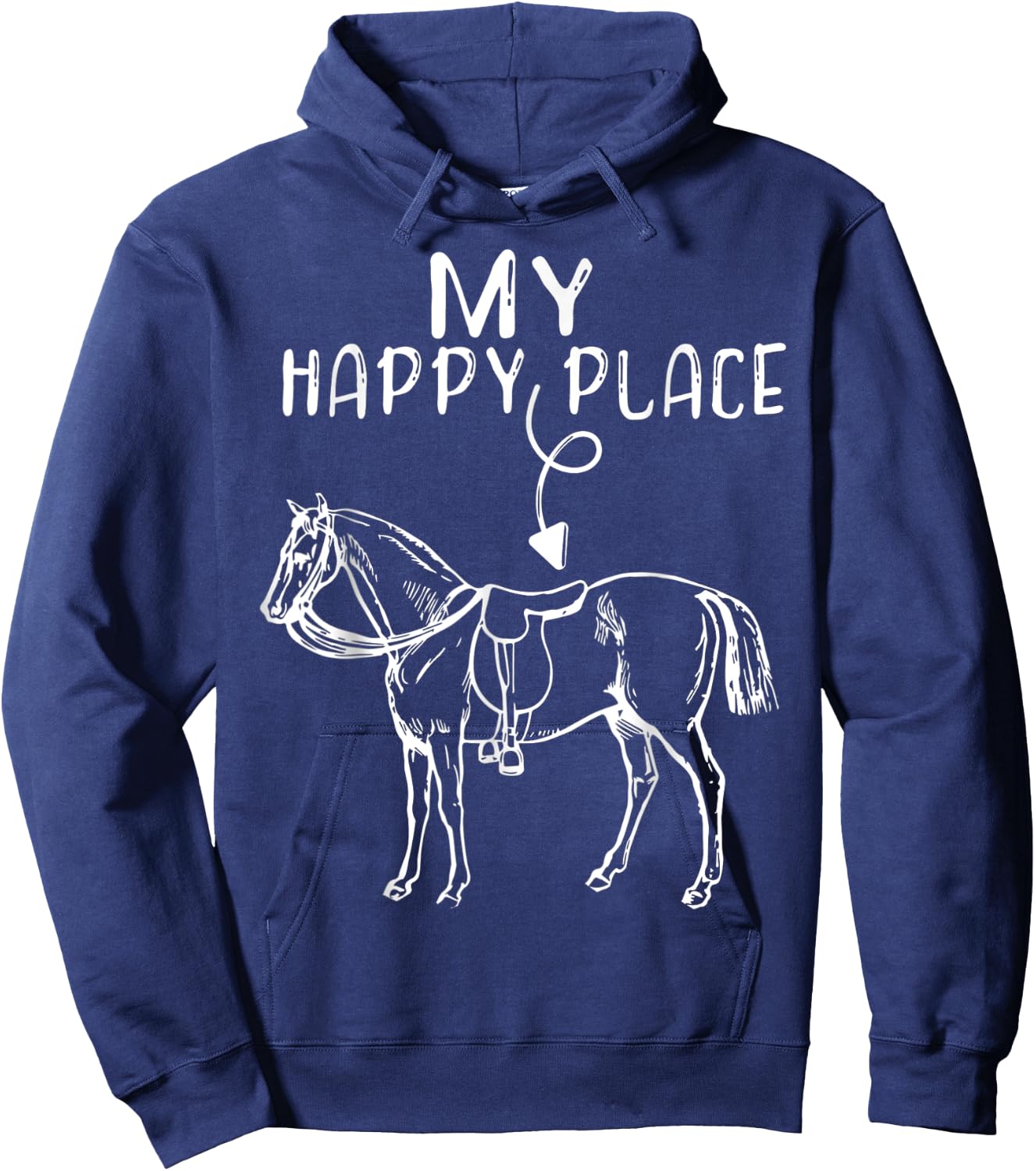 My Happy Place Horse Lover Horseback Riding Equestrian Hoodie - Hoodie | Navy