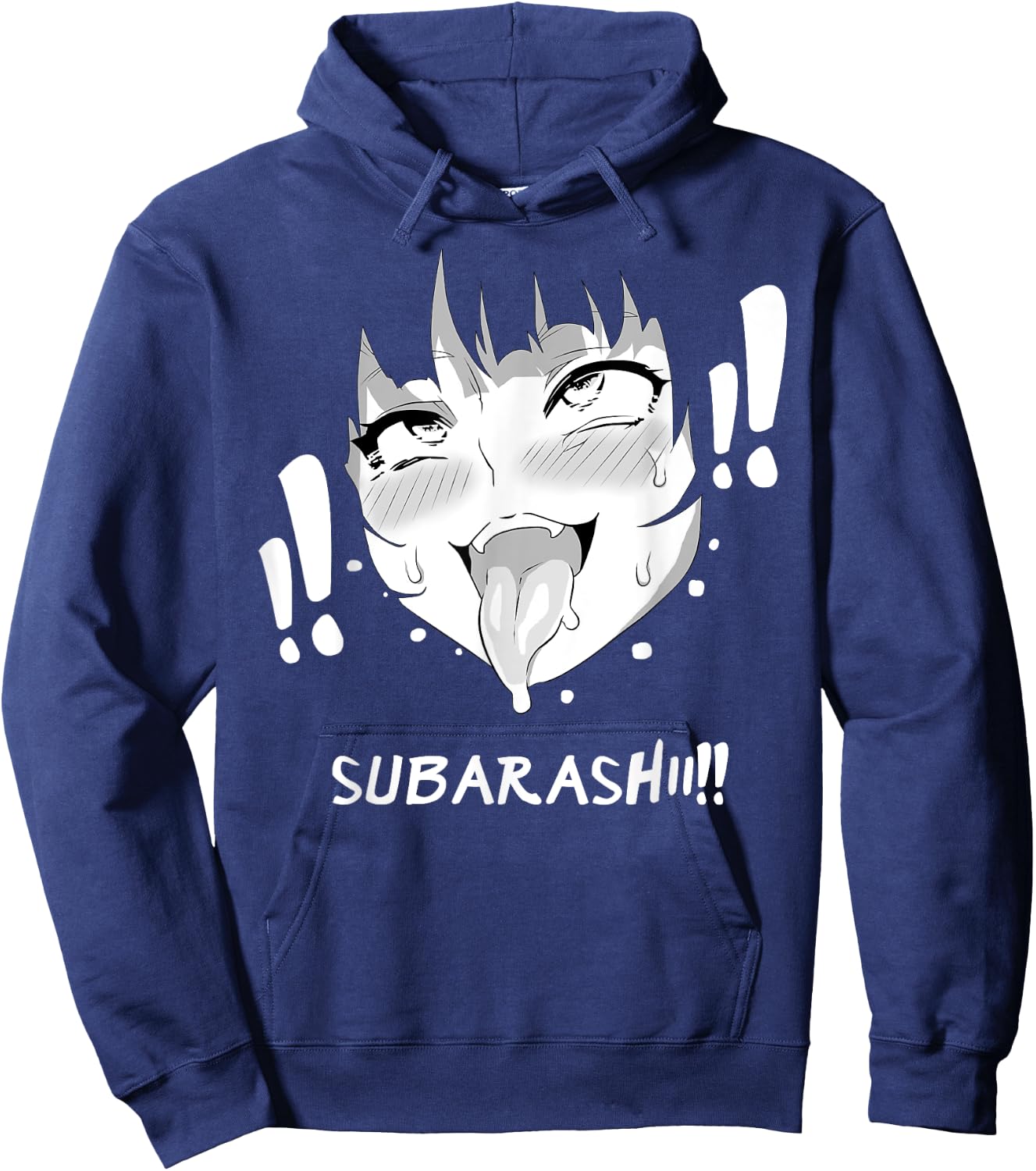 Ahegao Face Shirt Anime Manga Hentai Girl Subarashii Apparel Hoodie - Hoodie | Navy