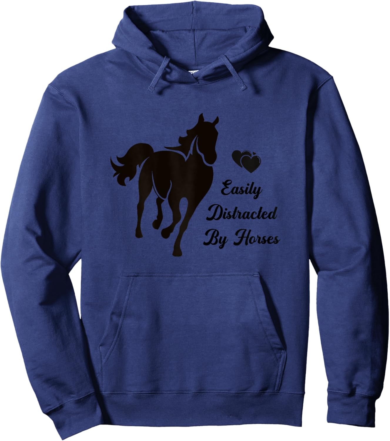 Easily Distracted By Horses Horse Back Riding Graphic Hoodie - Hoodie | Navy
