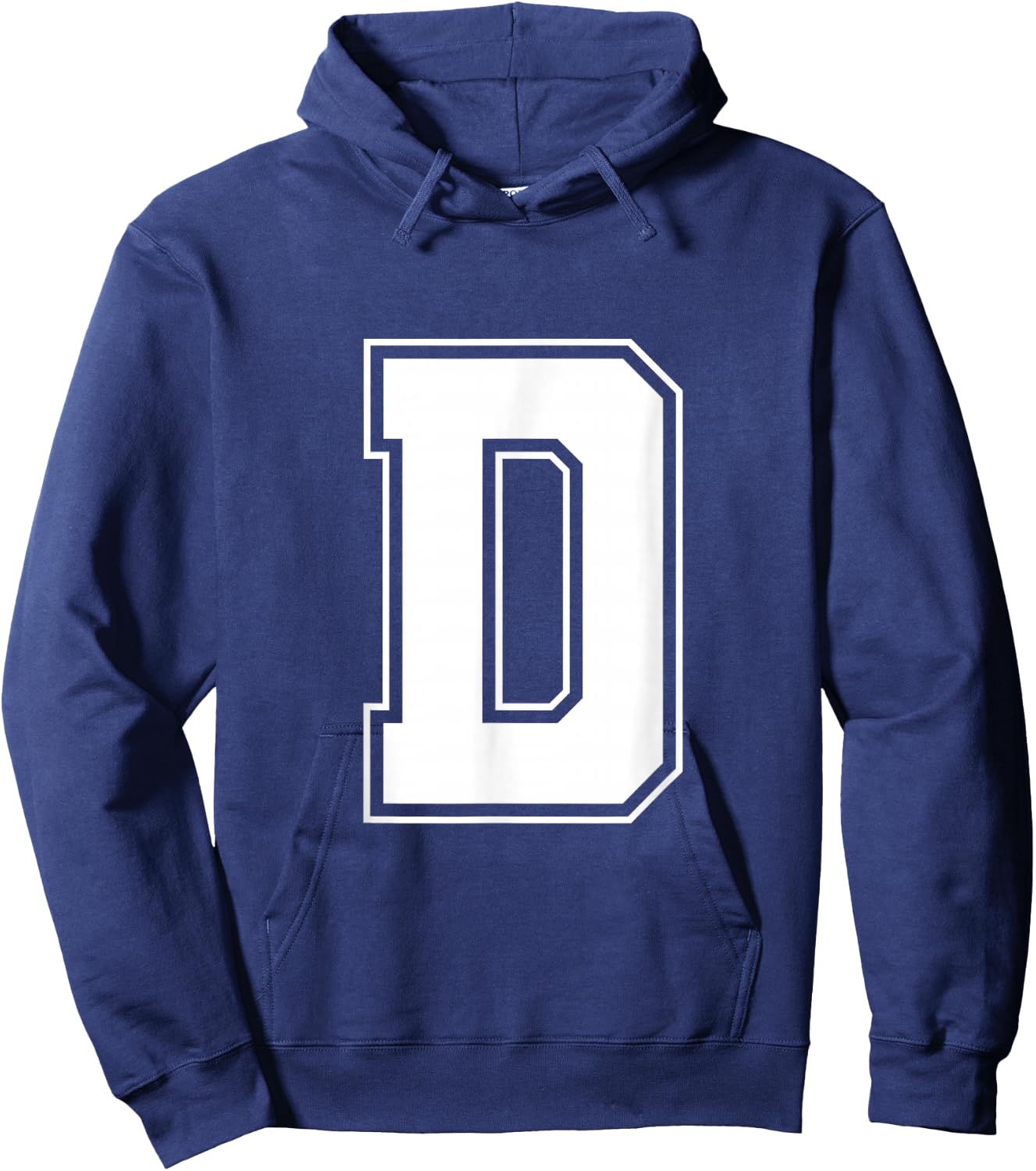 Letter D Big Bold Capital Varsity Alphabet Monogram Hoodie - Hoodie | Navy