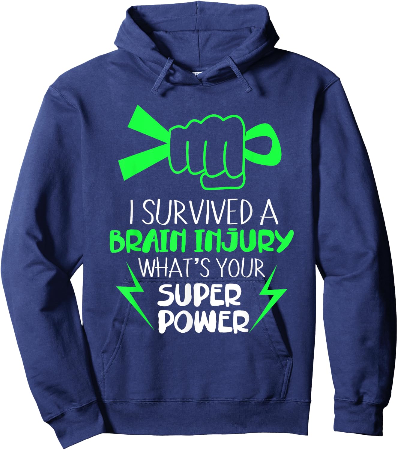 I Survived Brain Injury Superpower Strong Awareness Hoodie - Hoodie | Navy