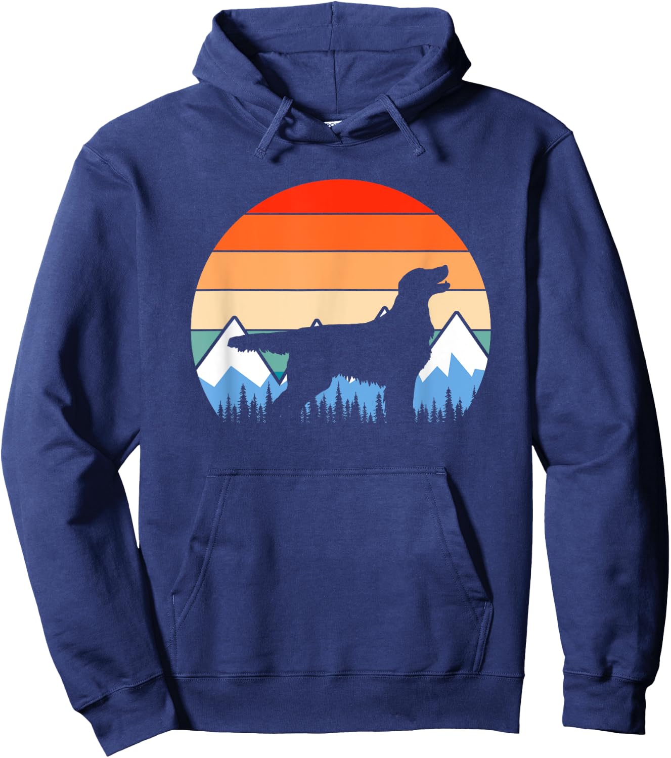 Flat-Coated Retriever Flat-Coat Dog Mountain Hiking Vintage Women Girls Kids Hoodie - Hoodie | Navy