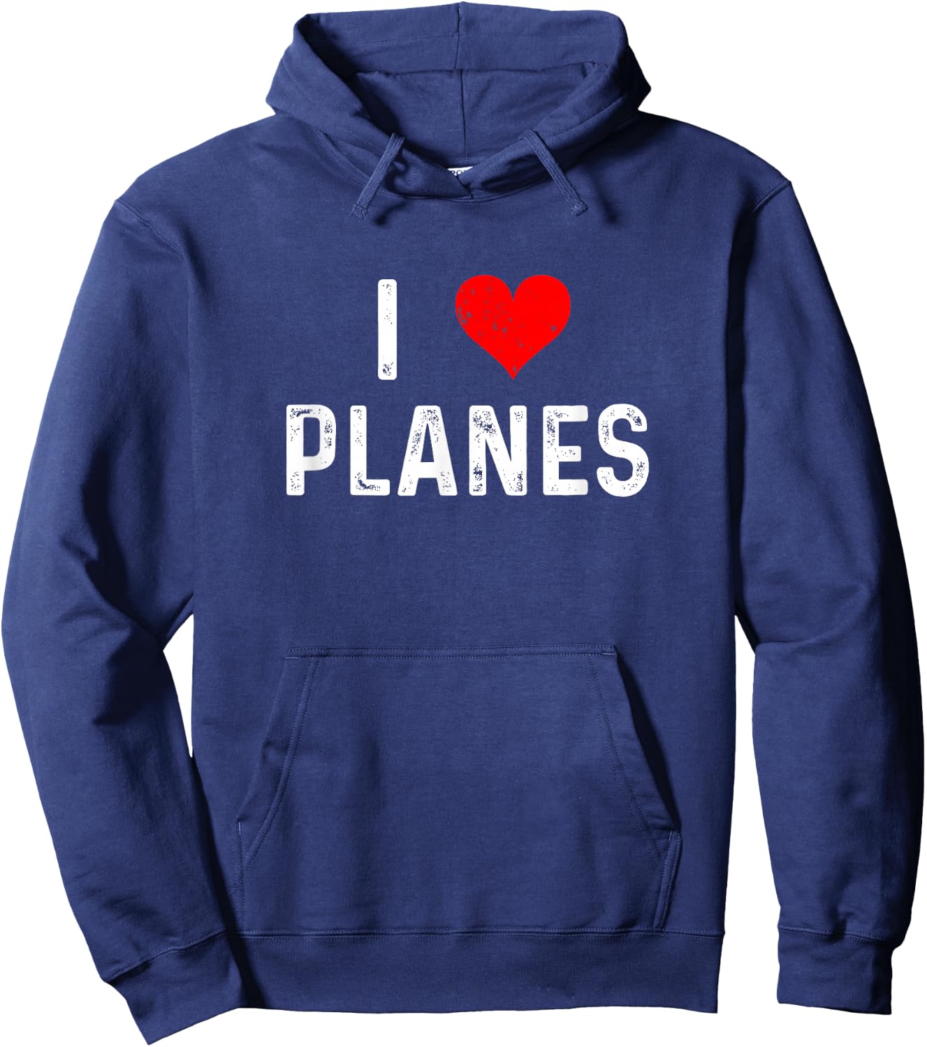 I Love Planes - Heart - Distressed - Airplanes Pilot Airport Hoodie - Hoodie | Navy